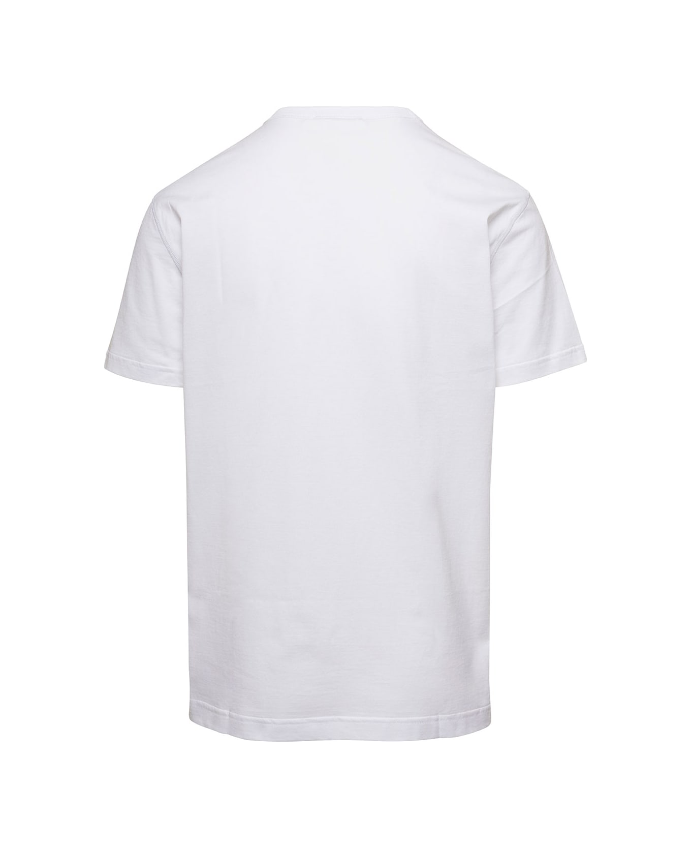Dolce & Gabbana White Crewneck T-shirt With Logo Plate In Cotton Man - White