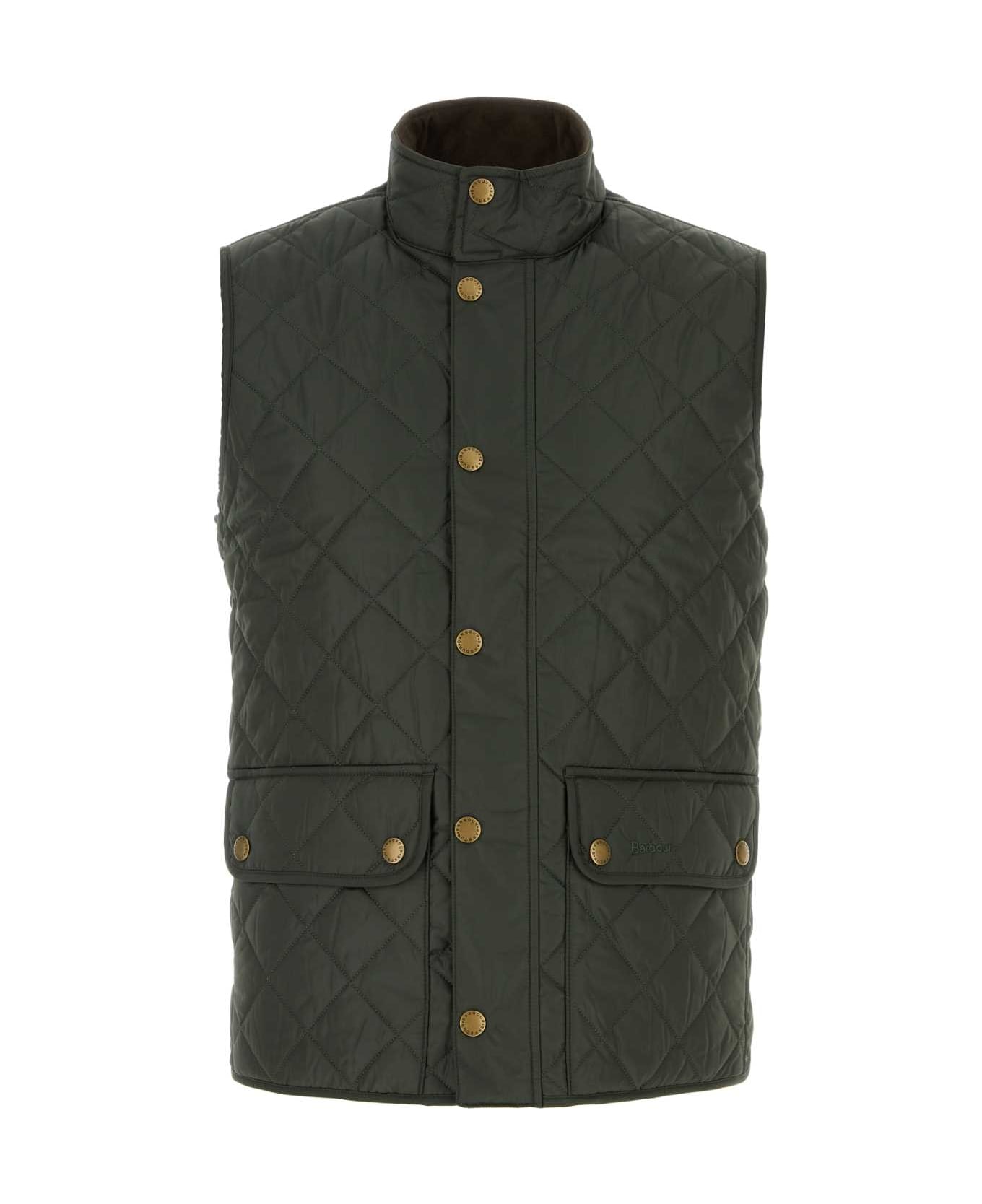Barbour Olive Green Polyester Lowerdale Sleeveless Jacket - SAGE ベスト
