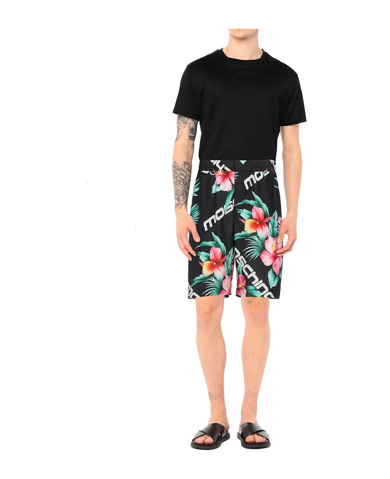 Moschino Floral Print Silk Shorts - Black