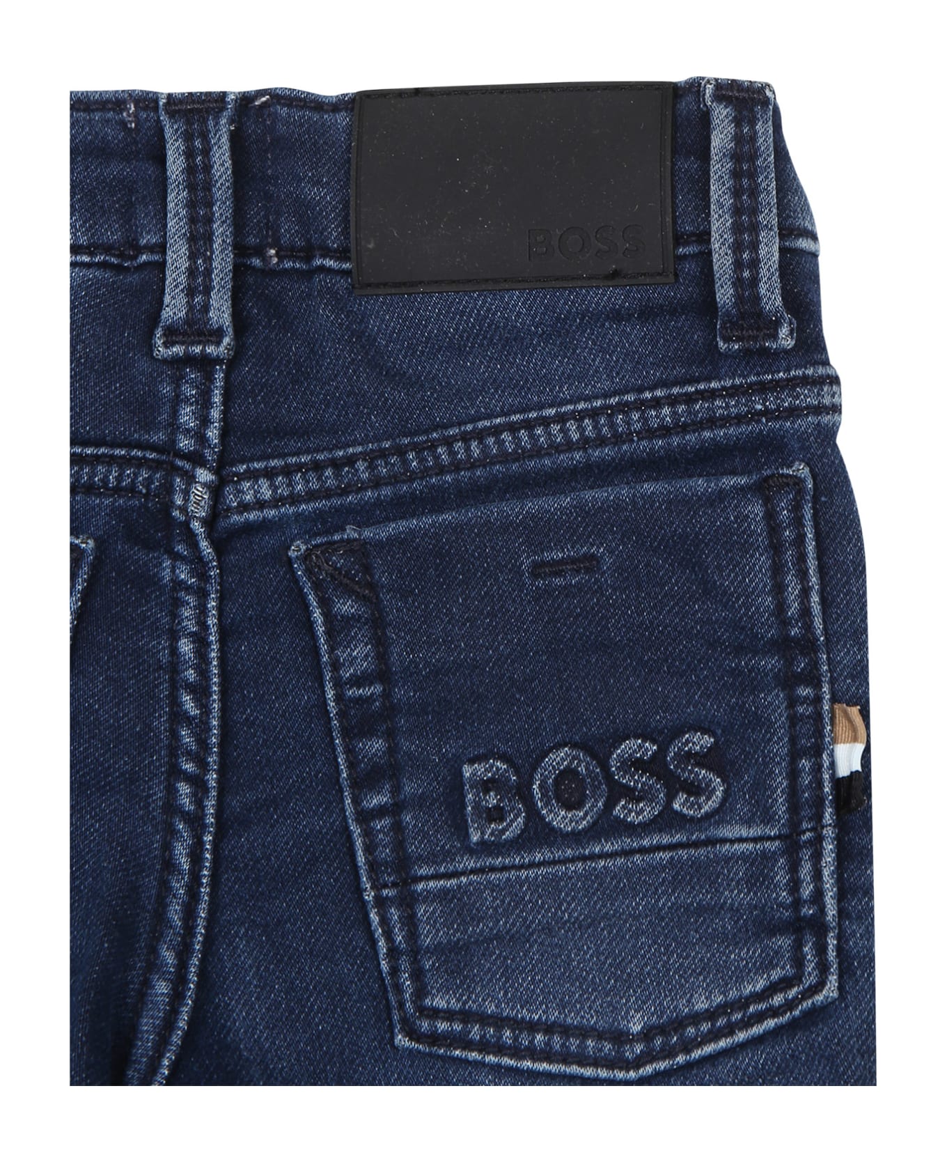 Hugo Boss Blue Jeans For Baby Boy With Logo - Denim
