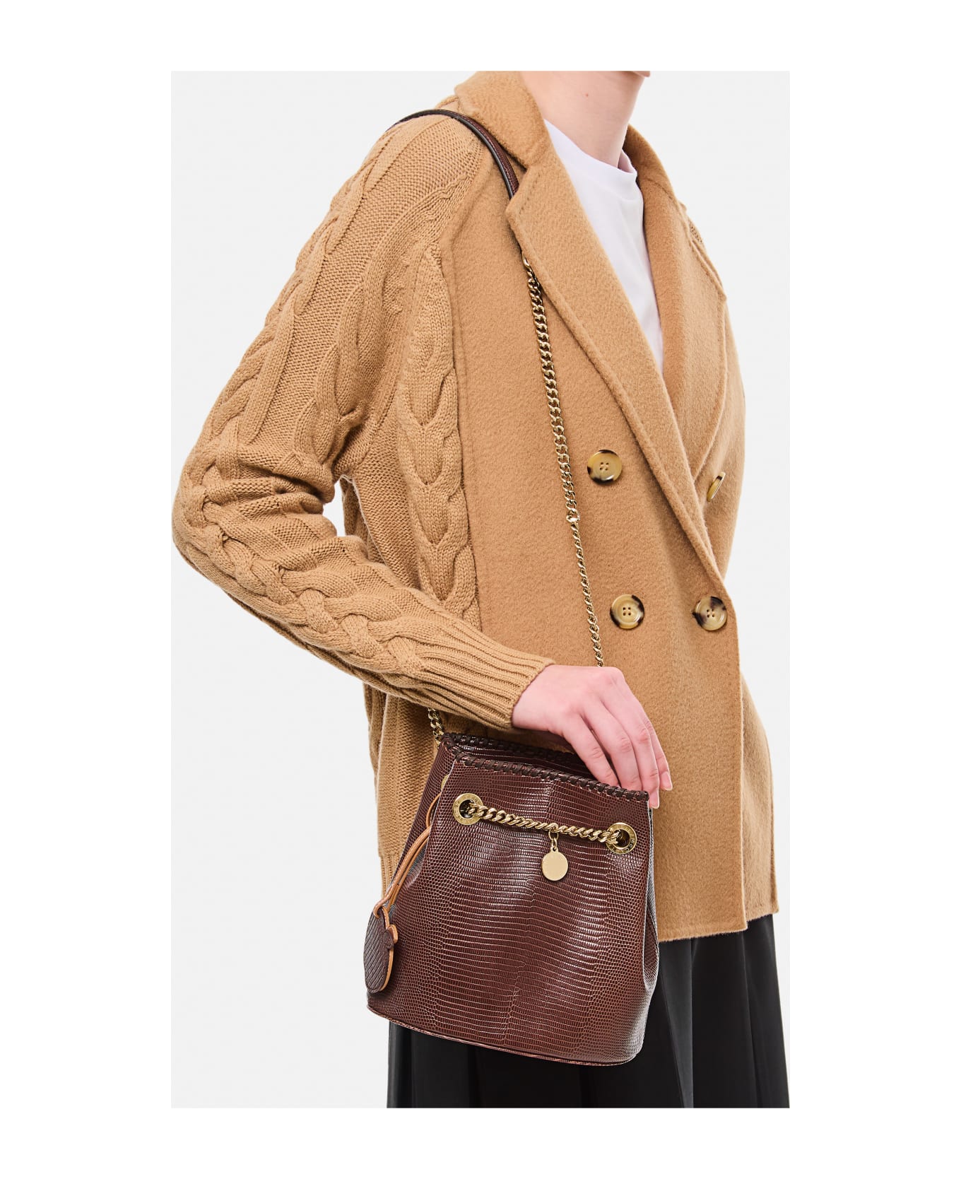 Stella McCartney Embossed Alter Mat Shoulder Bag - Chocolate Brown