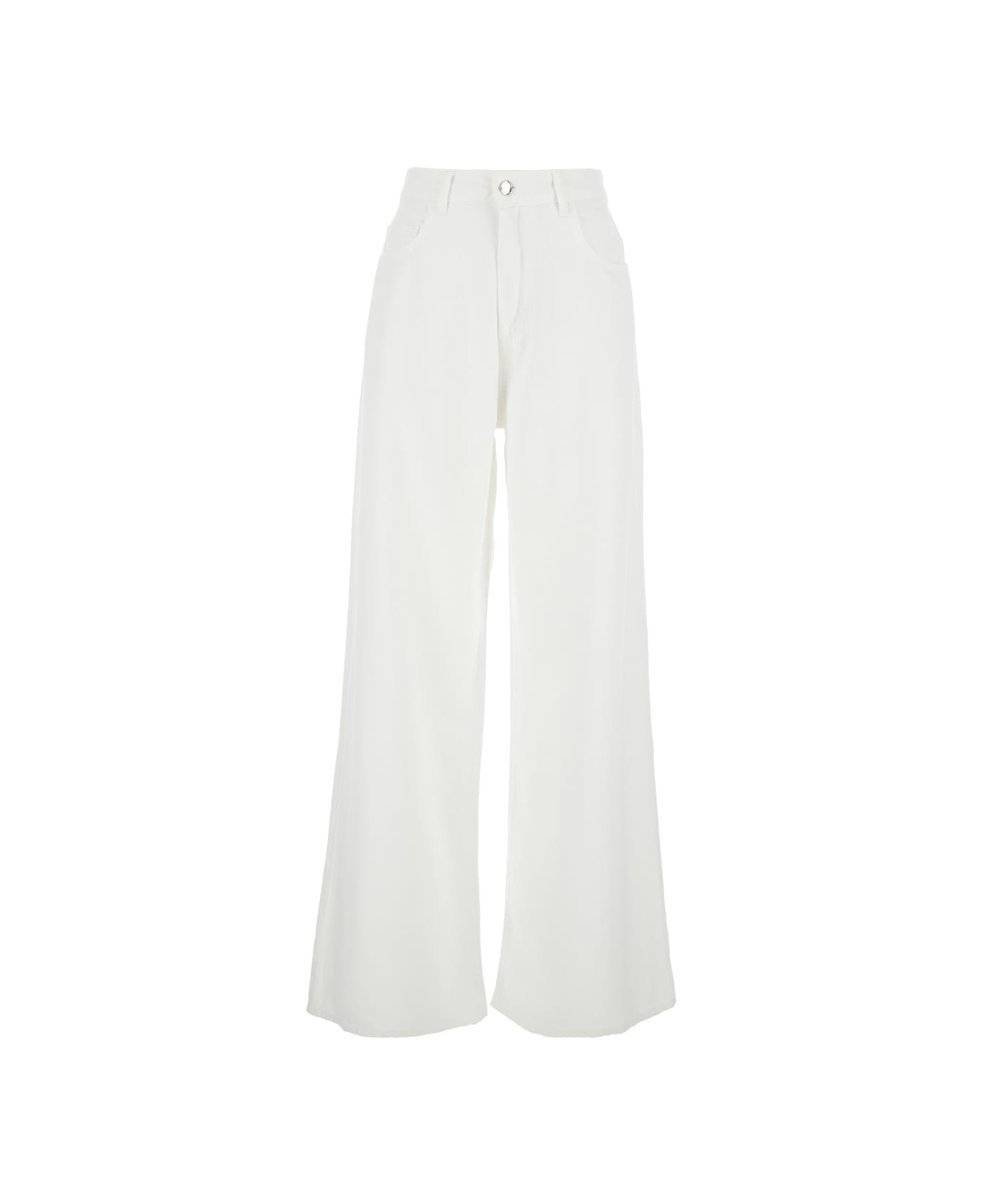 Icon Denim 
debby
 White Five Pocket Jeans With Logo Patch On The Back In Cotton Woman - White