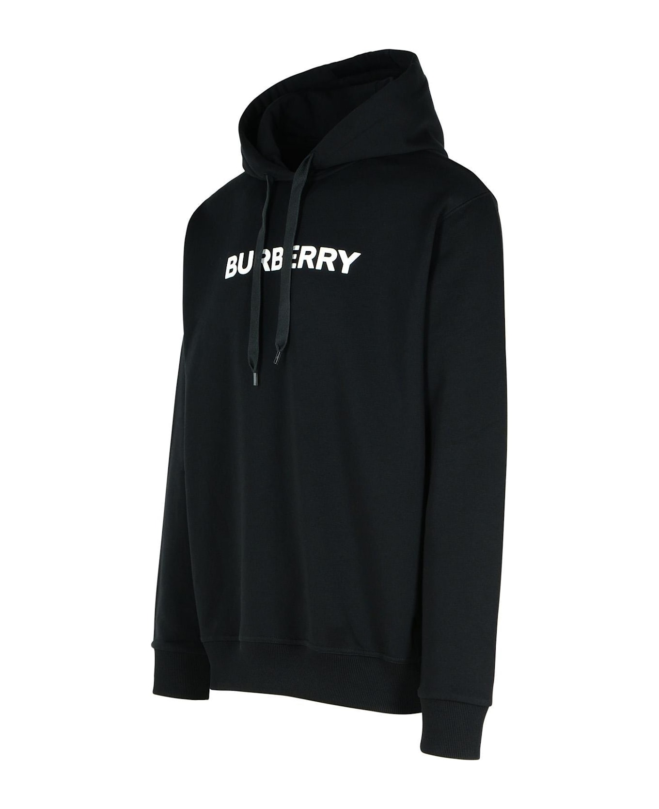 Burberry Logo Printed Drawstring Hoodie - BLACK