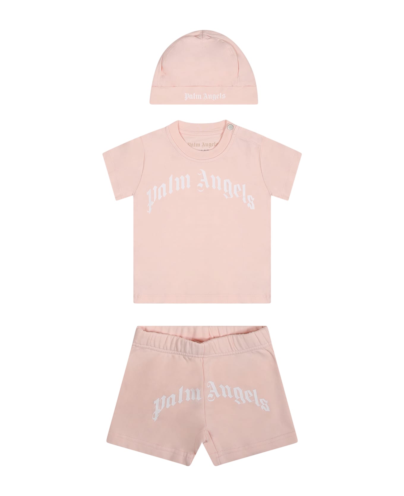 Palm Angels Pink Suit For Baby Girl With Logo - Pink