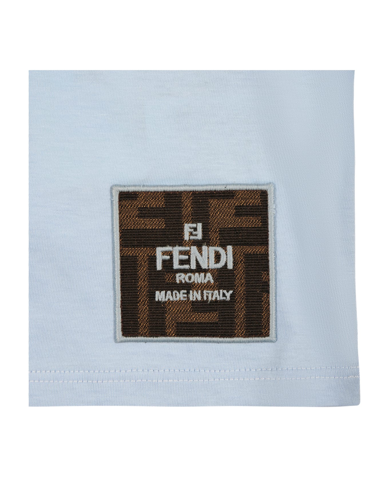 Fendi Light Blue T-shirt For Baby Boy With Ff - Light Blue Tシャツ＆ポロシャツ