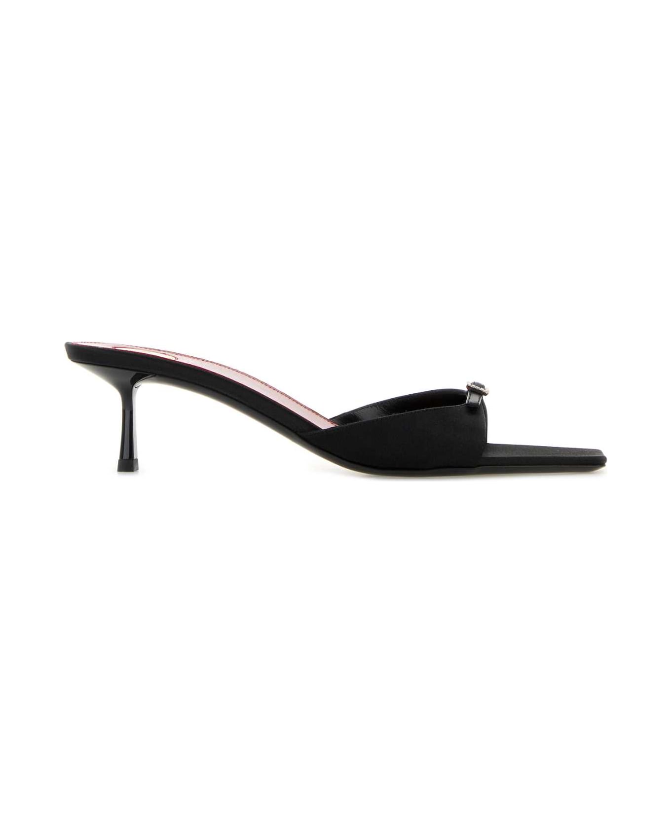 Saint Laurent Black Satin Daisy Mules - NERO/NERO