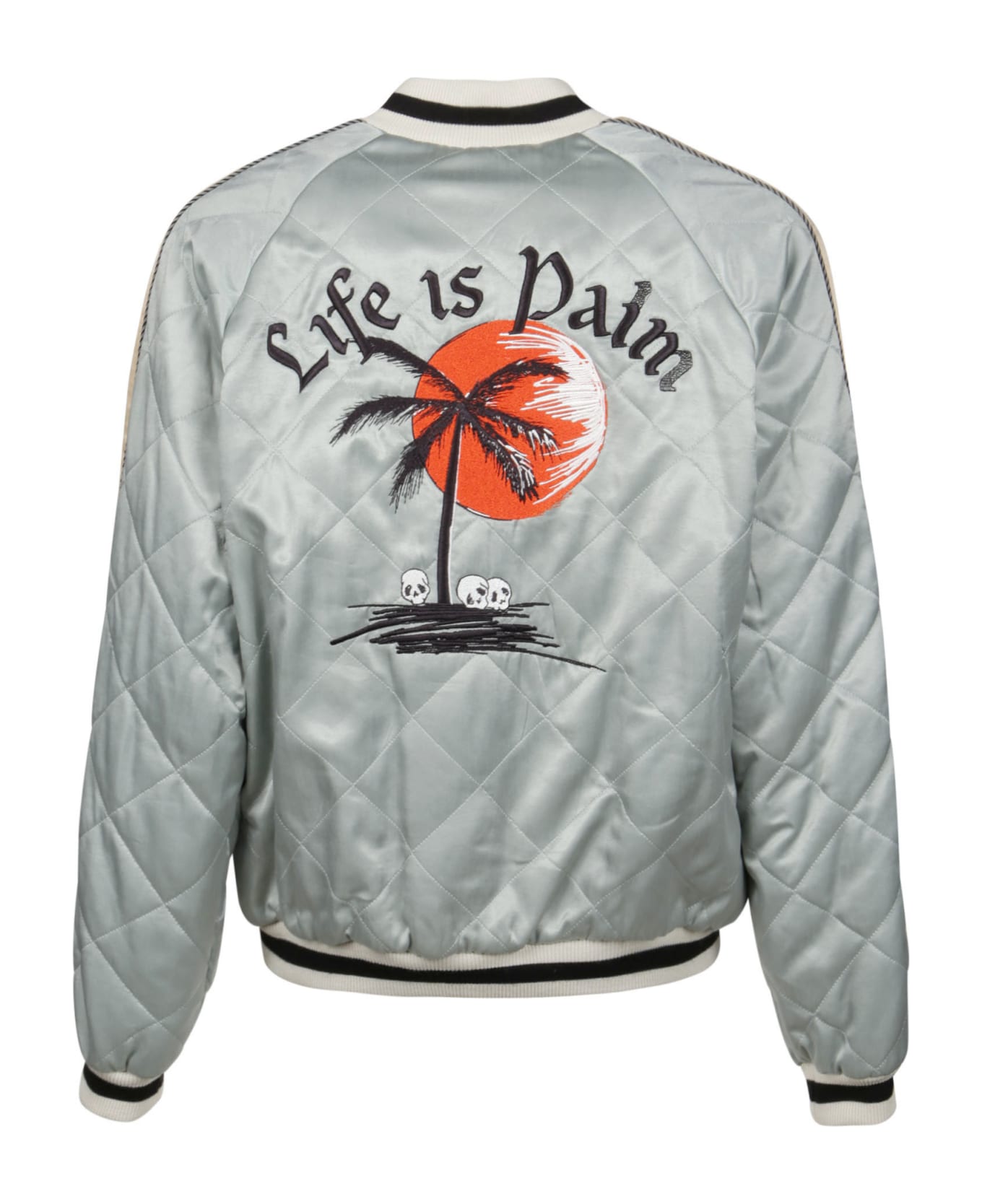 Palm Angels Life Is Palm Souvenir Jacket - Grey Black