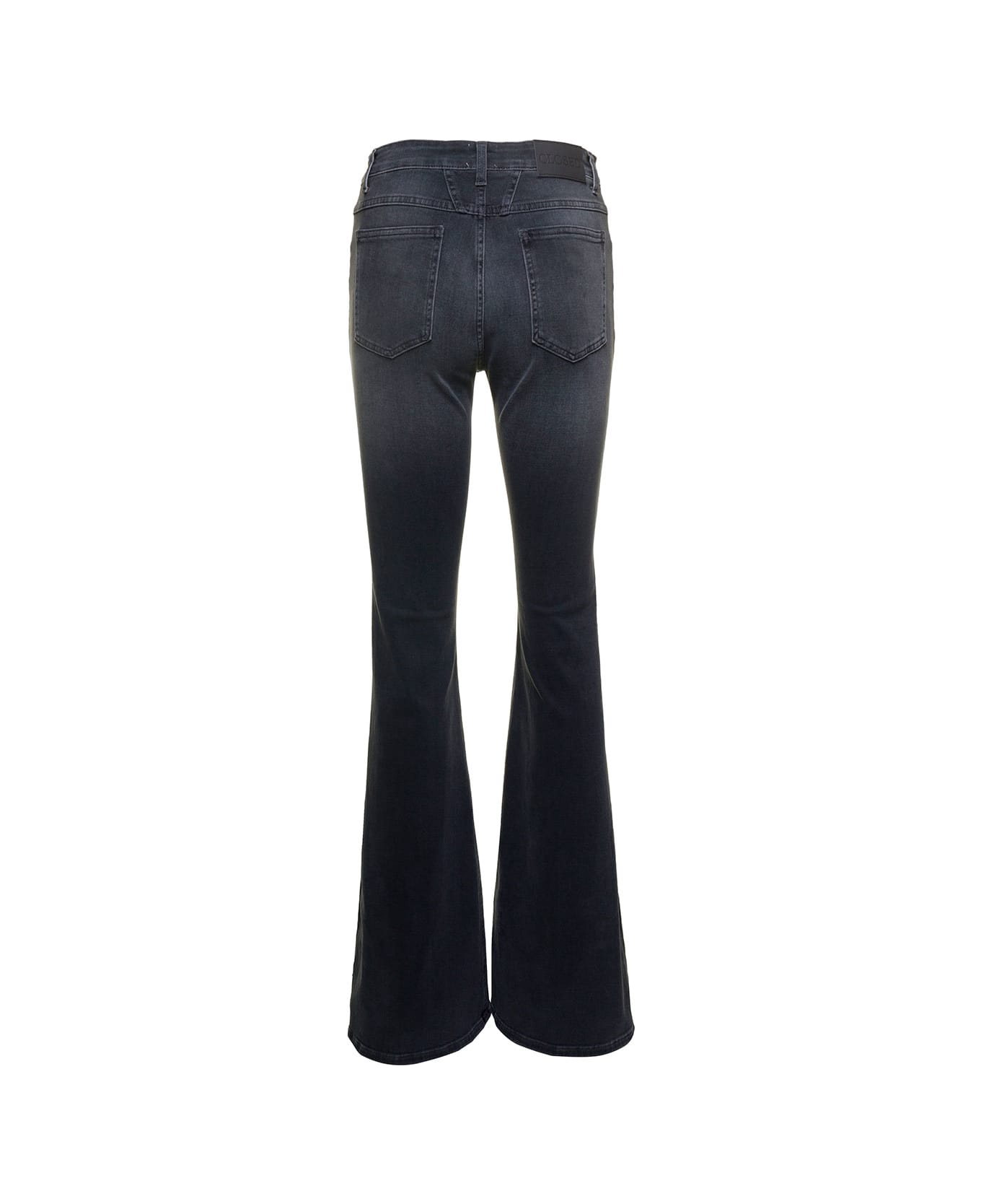 Closed 'rowling' Black Flared Jeans With Logo Patch In Stretch Cotton Denim Woman - Grey