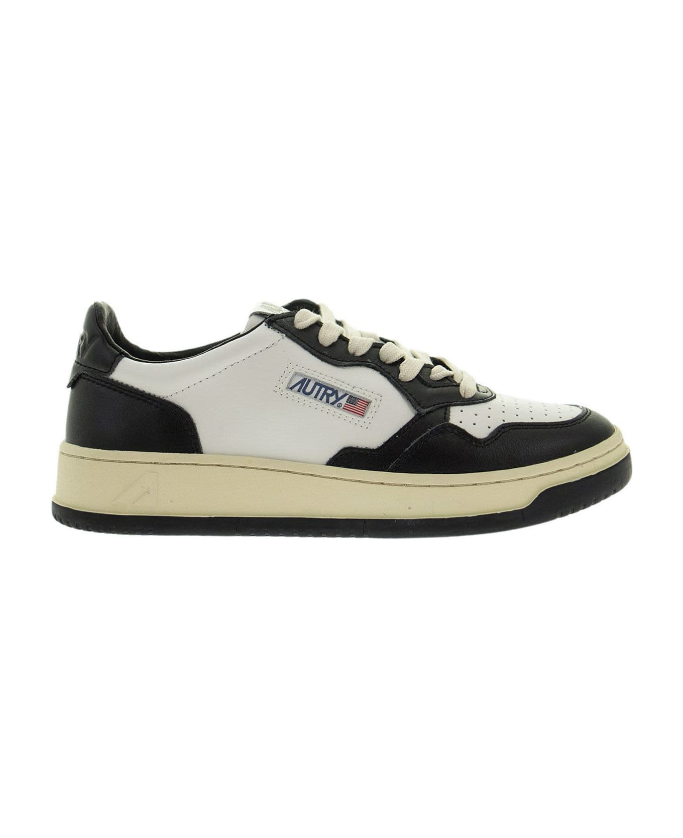 Autry Black And White Two-tone Leather Medalist Low Sneakers - White/black