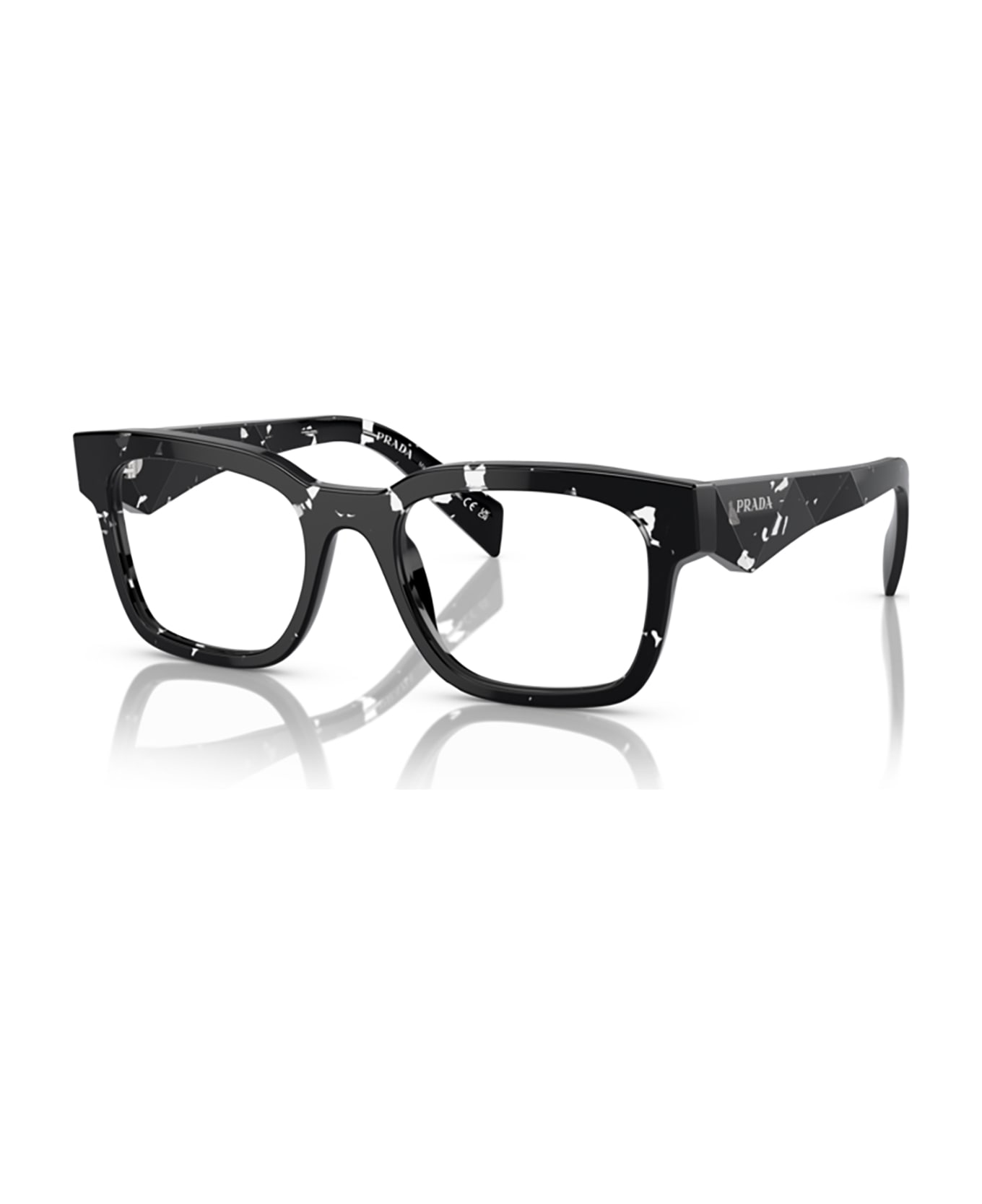 Prada Eyewear Pr A10v Havana Black Transparent Glasses - Havana Black Transparent