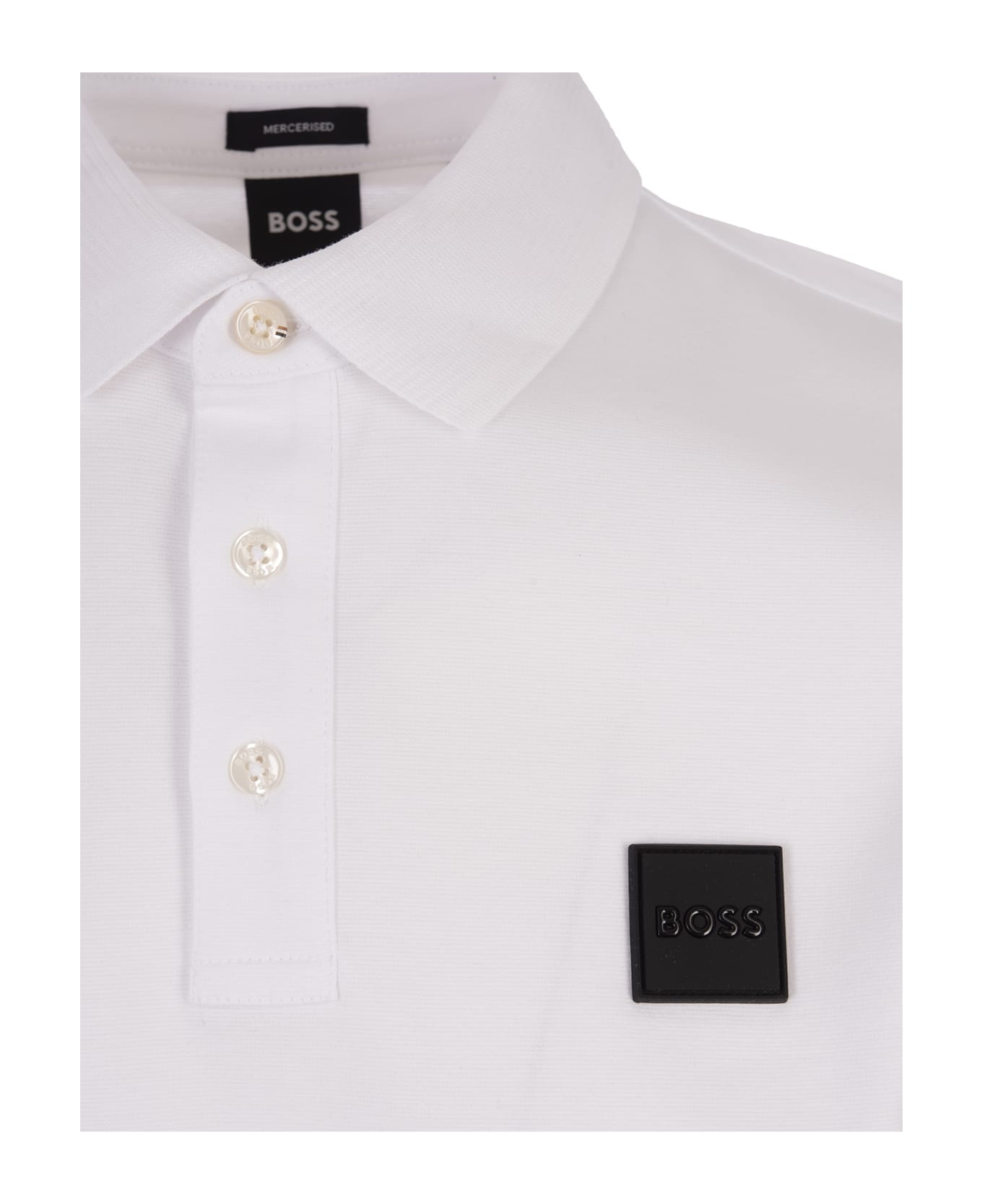 Hugo Boss White Cotton Jersey Polo Shirt With Logo Plaque - White ポロシャツ