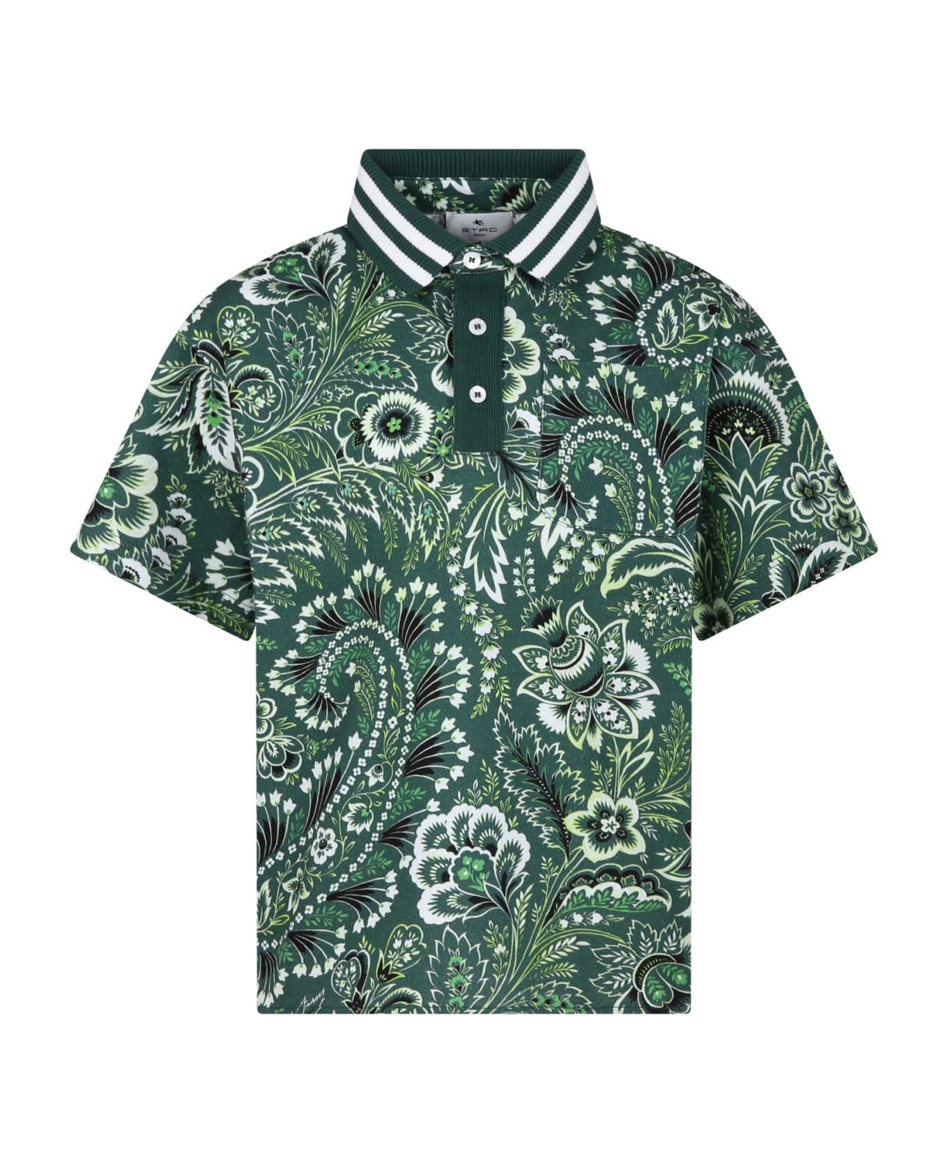 Etro Green Polo Shirt For Boy With Paisley Pattern - Av Tシャツ＆ポロシャツ