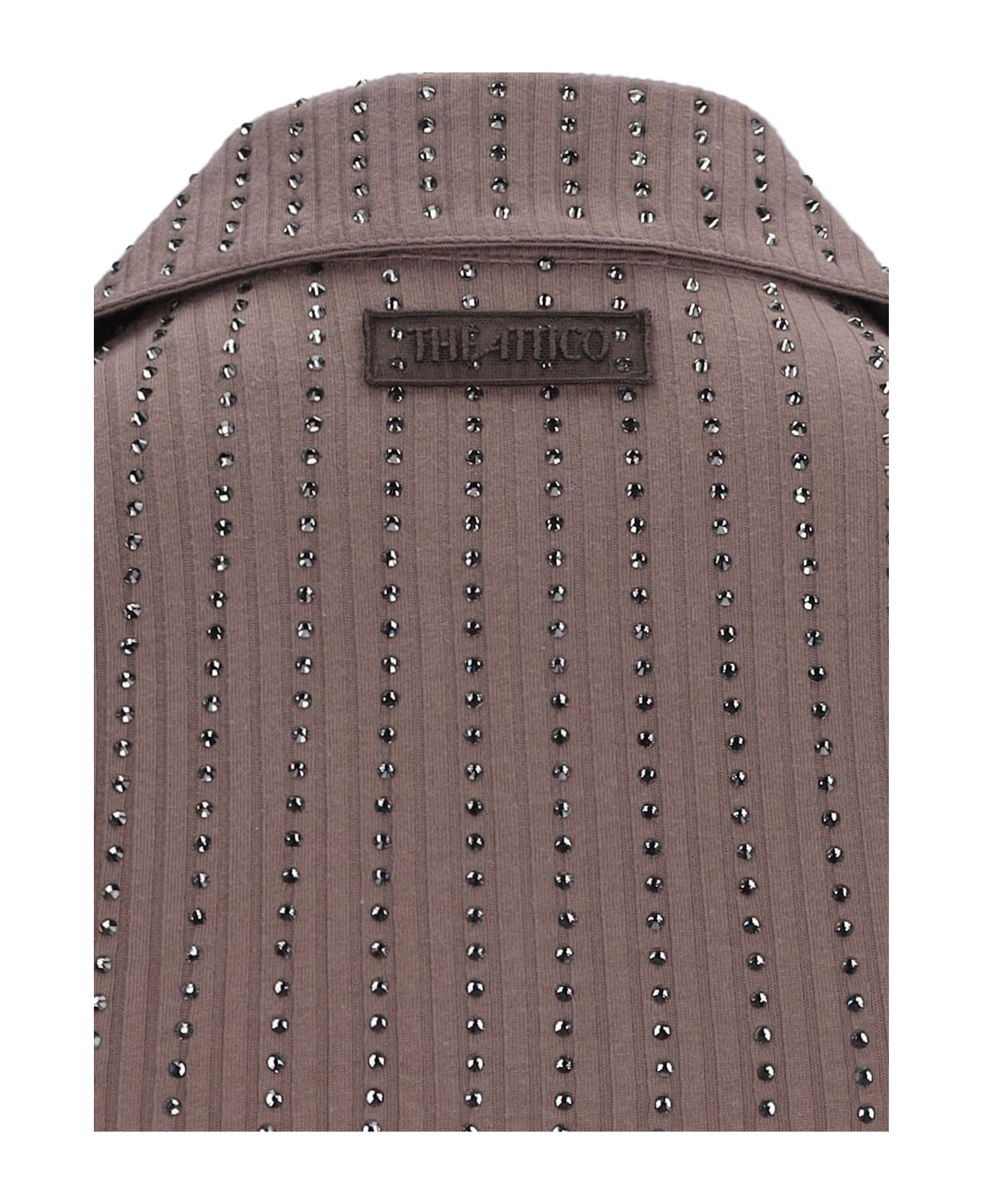 The Attico Crystal Polo Shirt - BROWN