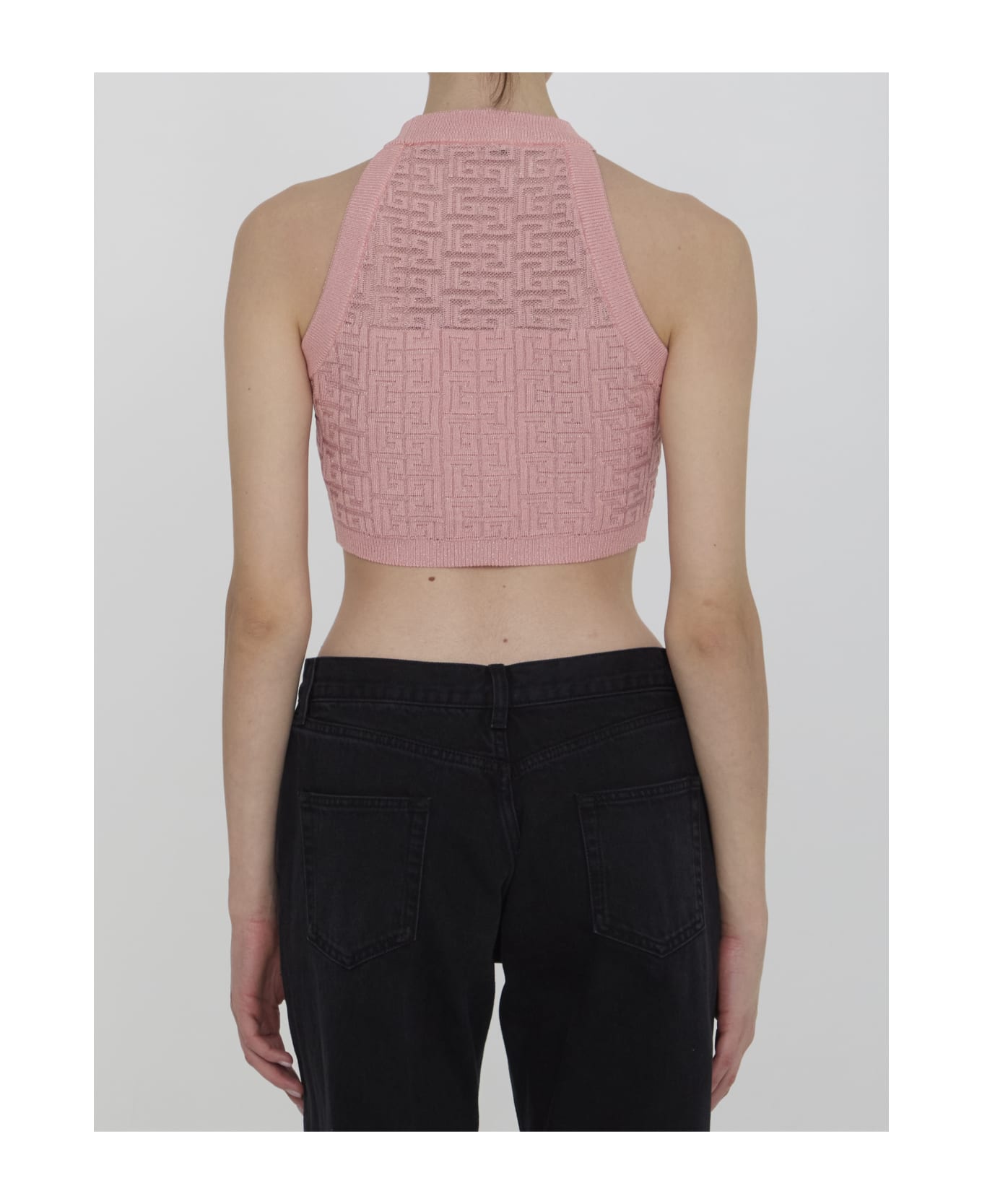 Balmain Pb Labyrinth Knit Top - PINK