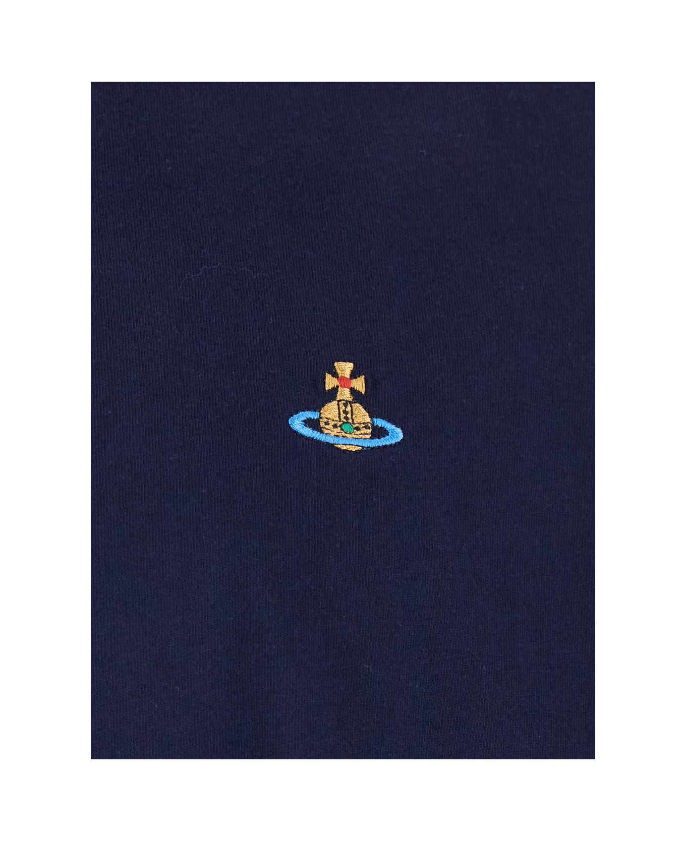 Vivienne Westwood Blue Crewneck T-shirt With Orb Logo Detail On The Front In Cotton Woman - Blu