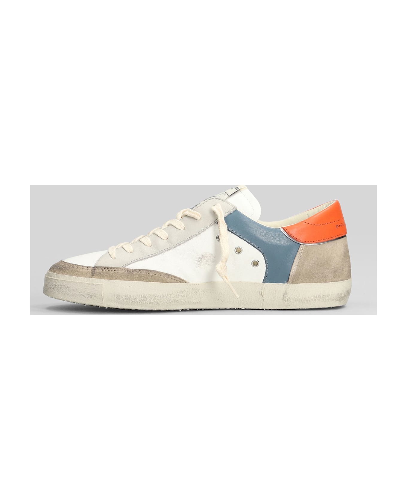 Philippe Model Prsx Low Sneakers In White Suede And Leather - white