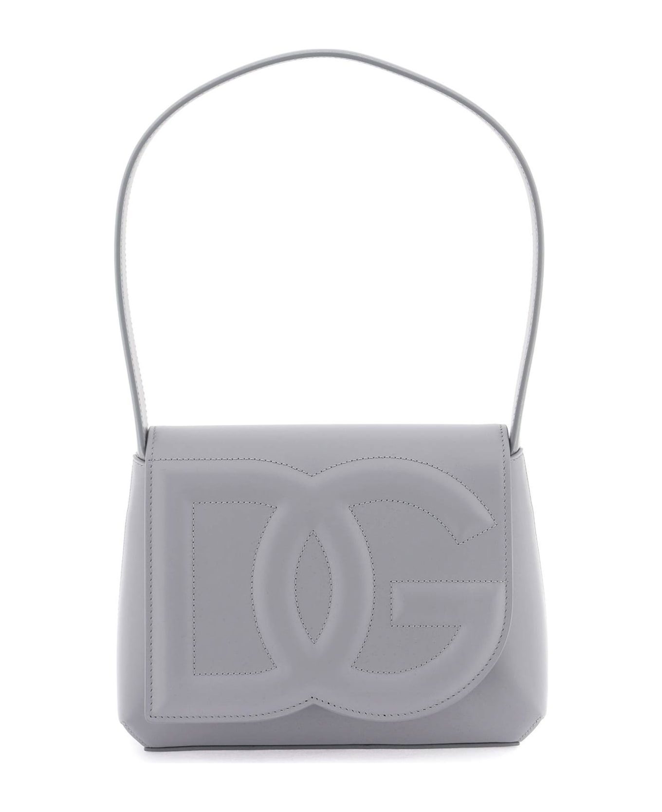 Dolce & Gabbana 'dg Logo Bag' Shoulder Bag In Grey Calf Leather - GRAFITE (Grey)