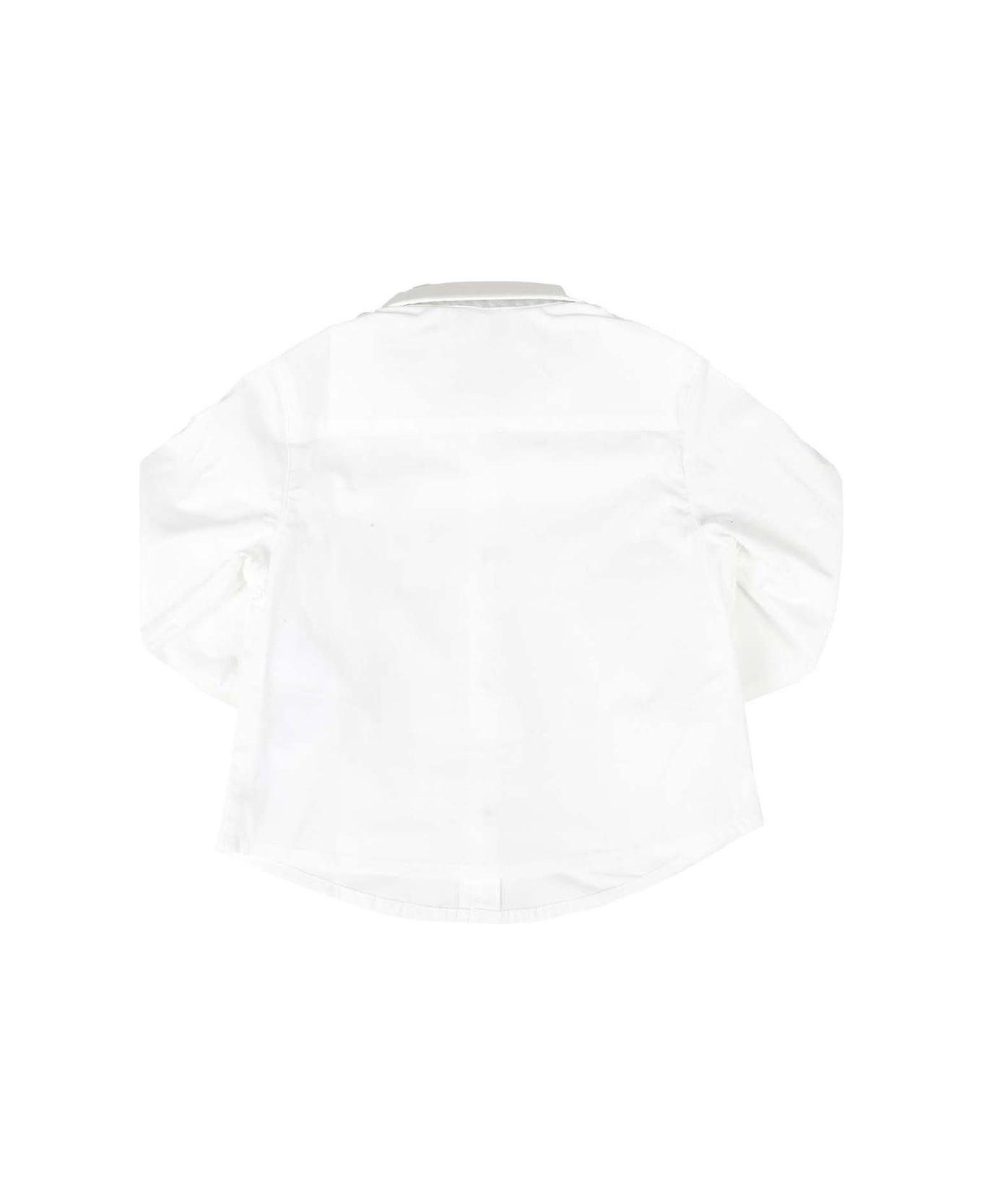 Emporio Armani Logo Detailed Long-sleeved Shirt - Bianco ottico シャツ