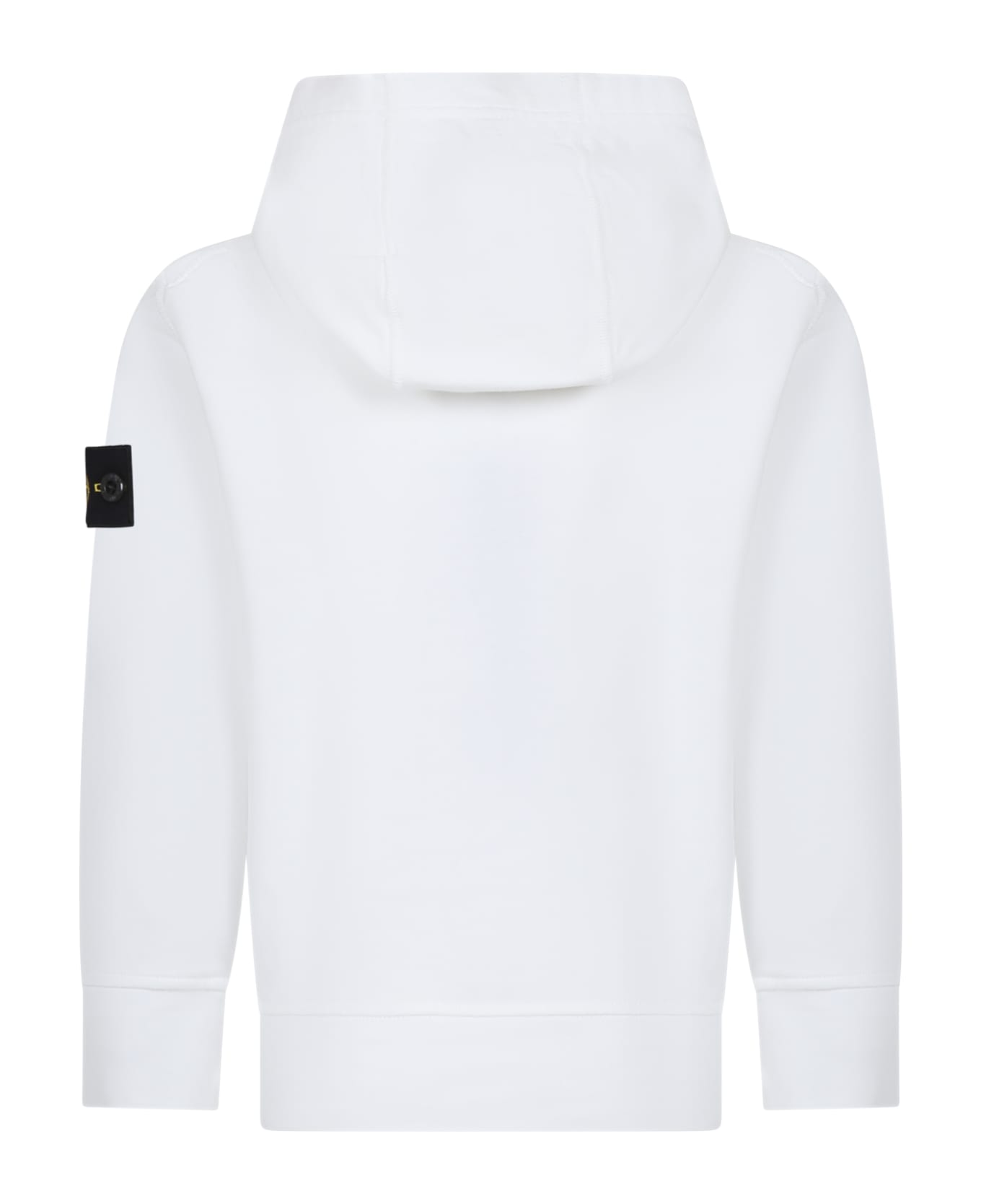 Stone Island Junior White Sweatshirt For Boy With Iconic Logo - Bianco ニットウェア＆スウェットシャツ