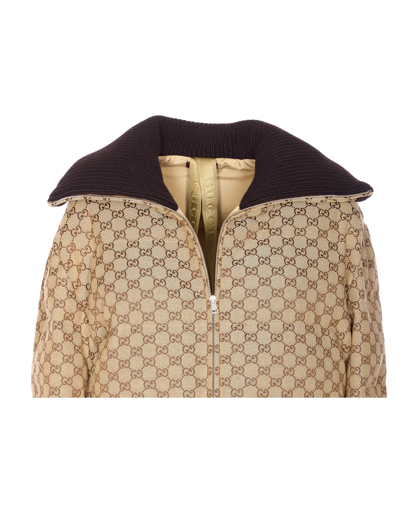 Gucci Gg Allover Long Bomber - Brown