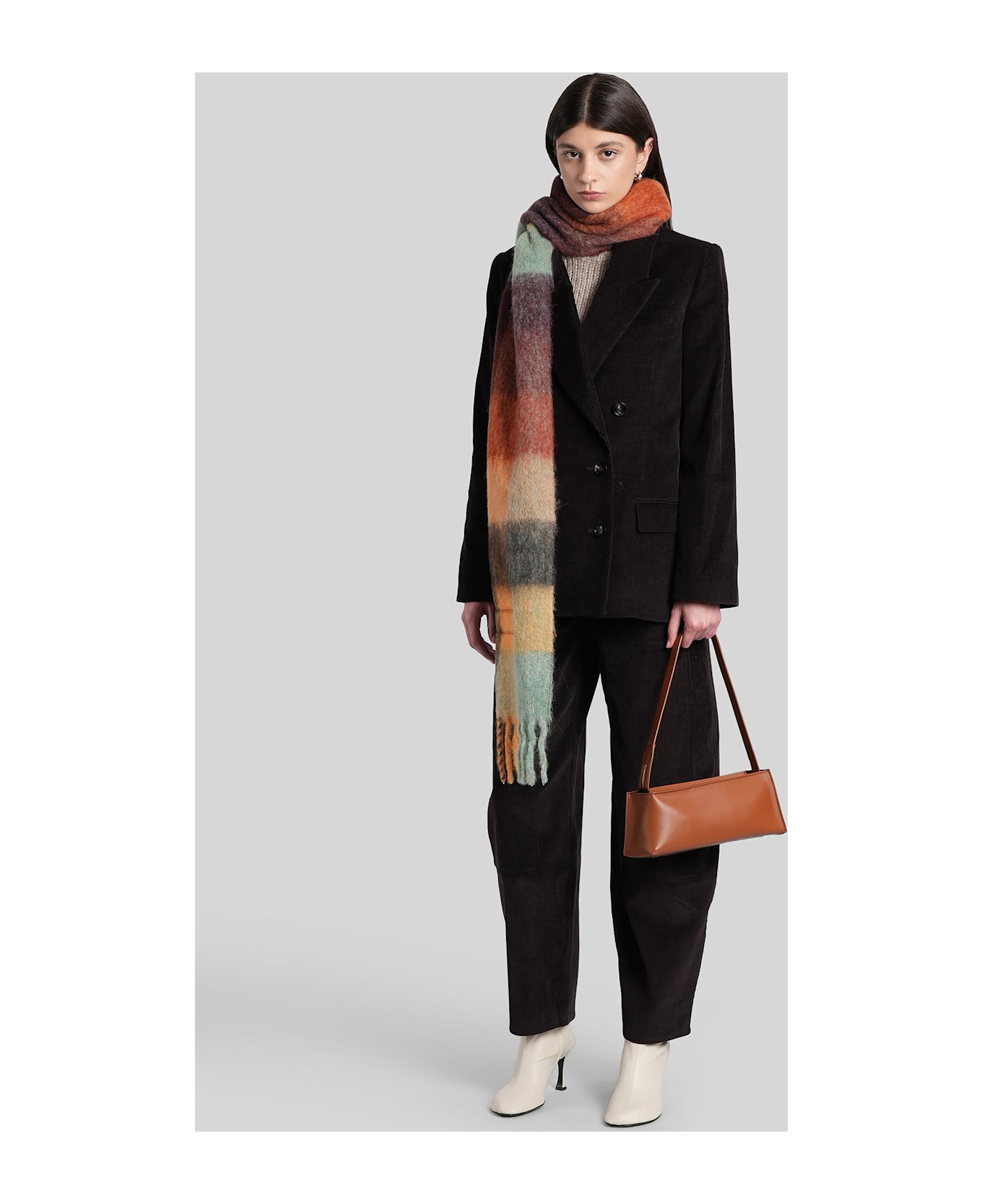 Co Blazer In Brown Cotton - brown