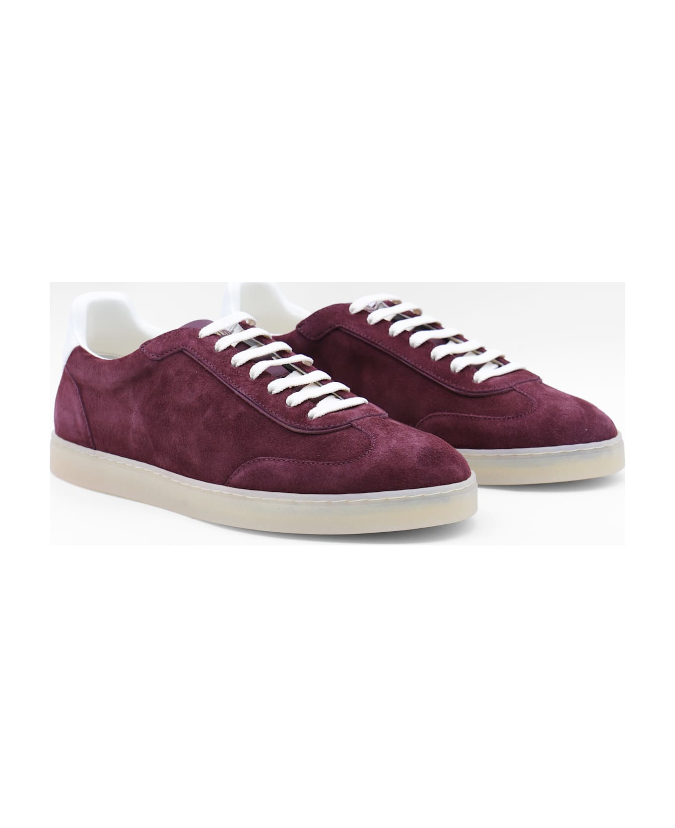 Brunello Cucinelli Dark Red Leather Sneakers - Red