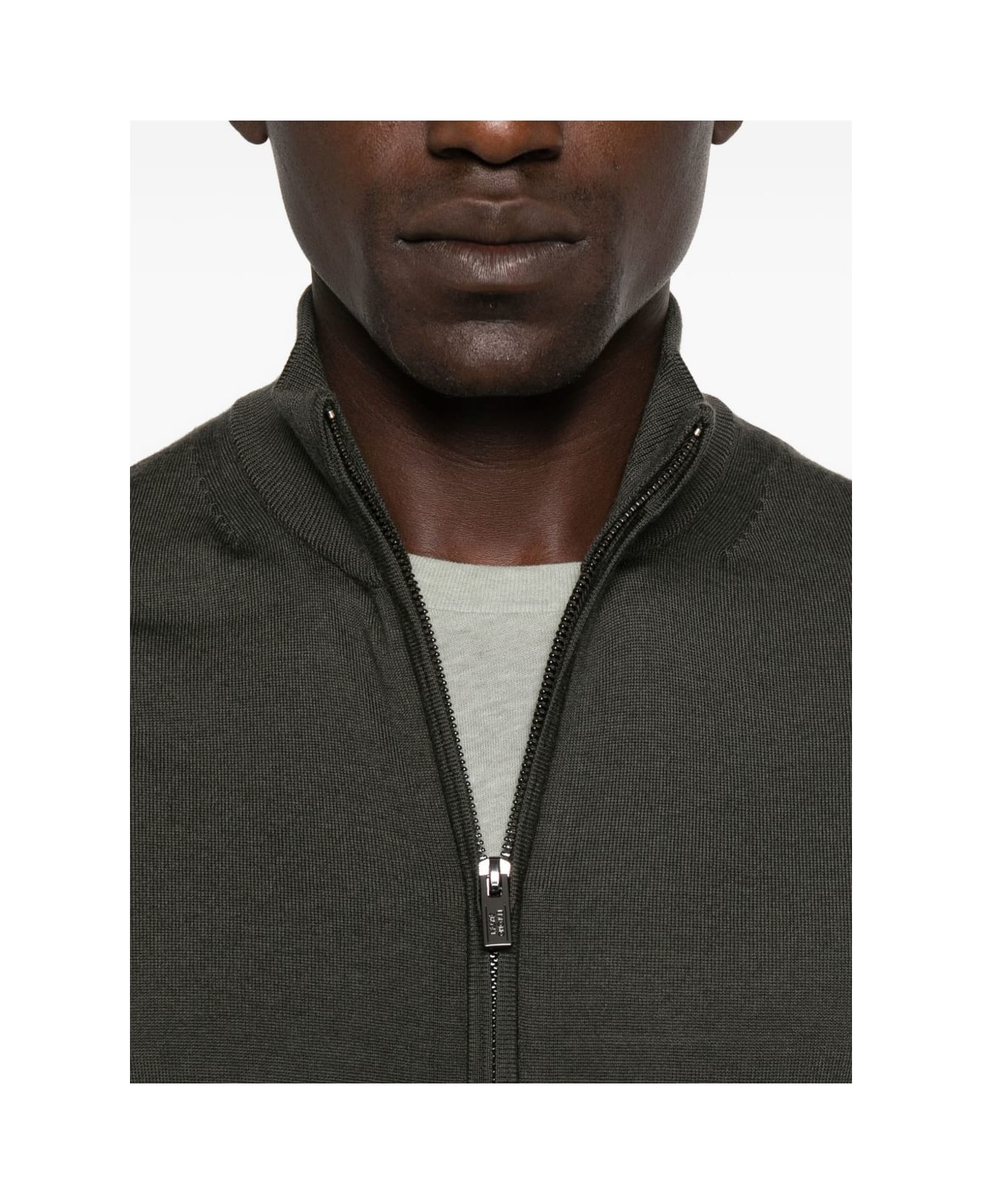 Emporio Armani Wool Zipped Cardigan - Green