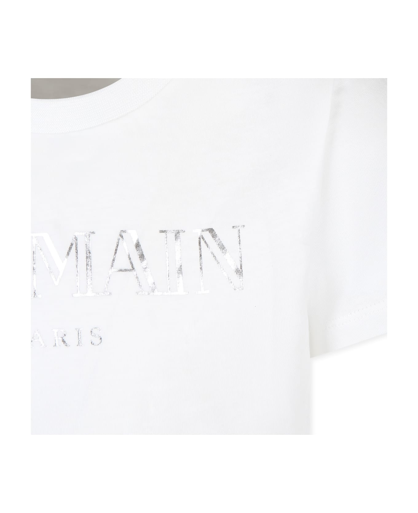 Balmain Ivory T-shirt For Girl With Logo - Ivory