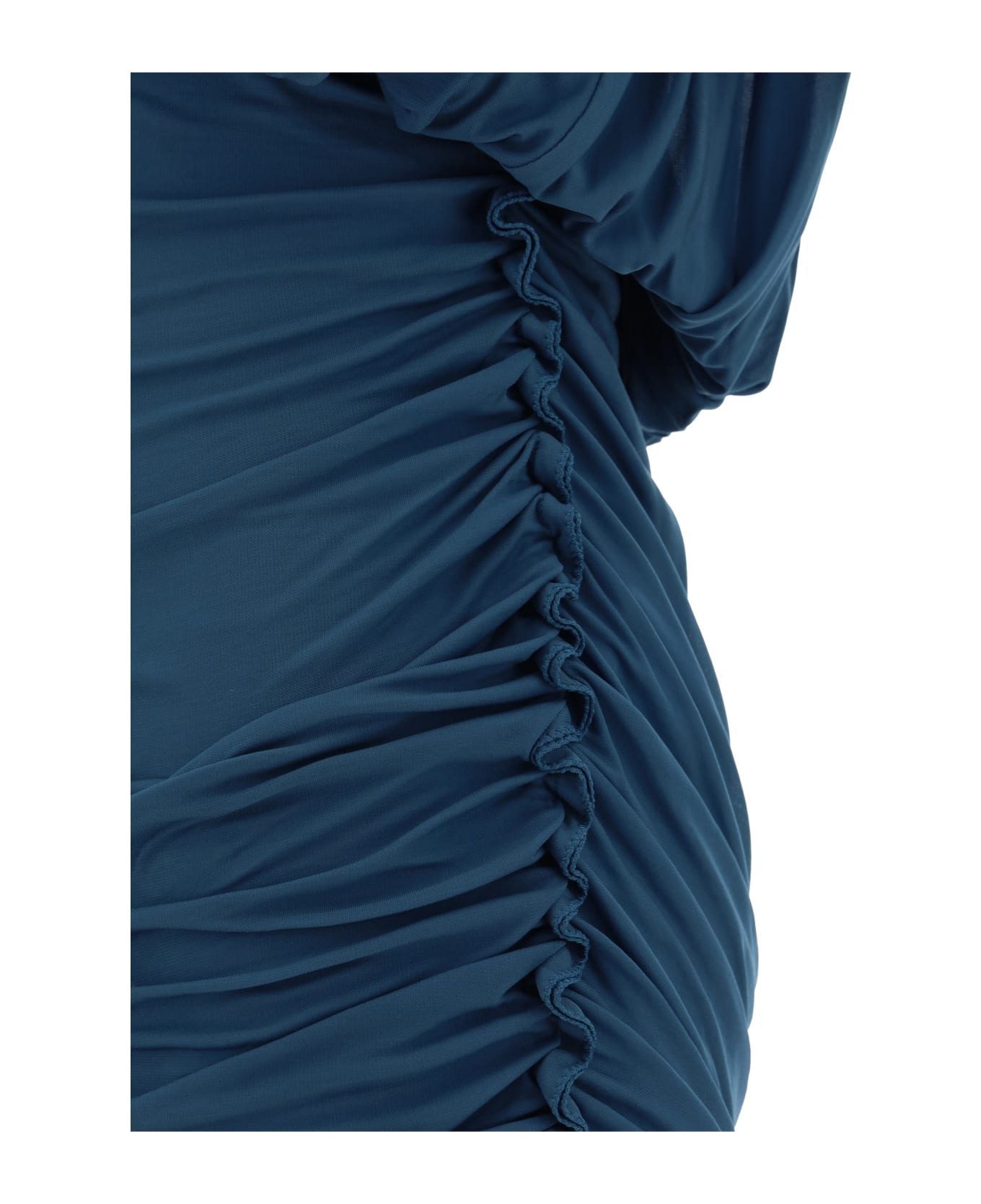 Saint Laurent Long-sleeved V-neck Dress - Blue ワンピース＆ドレス