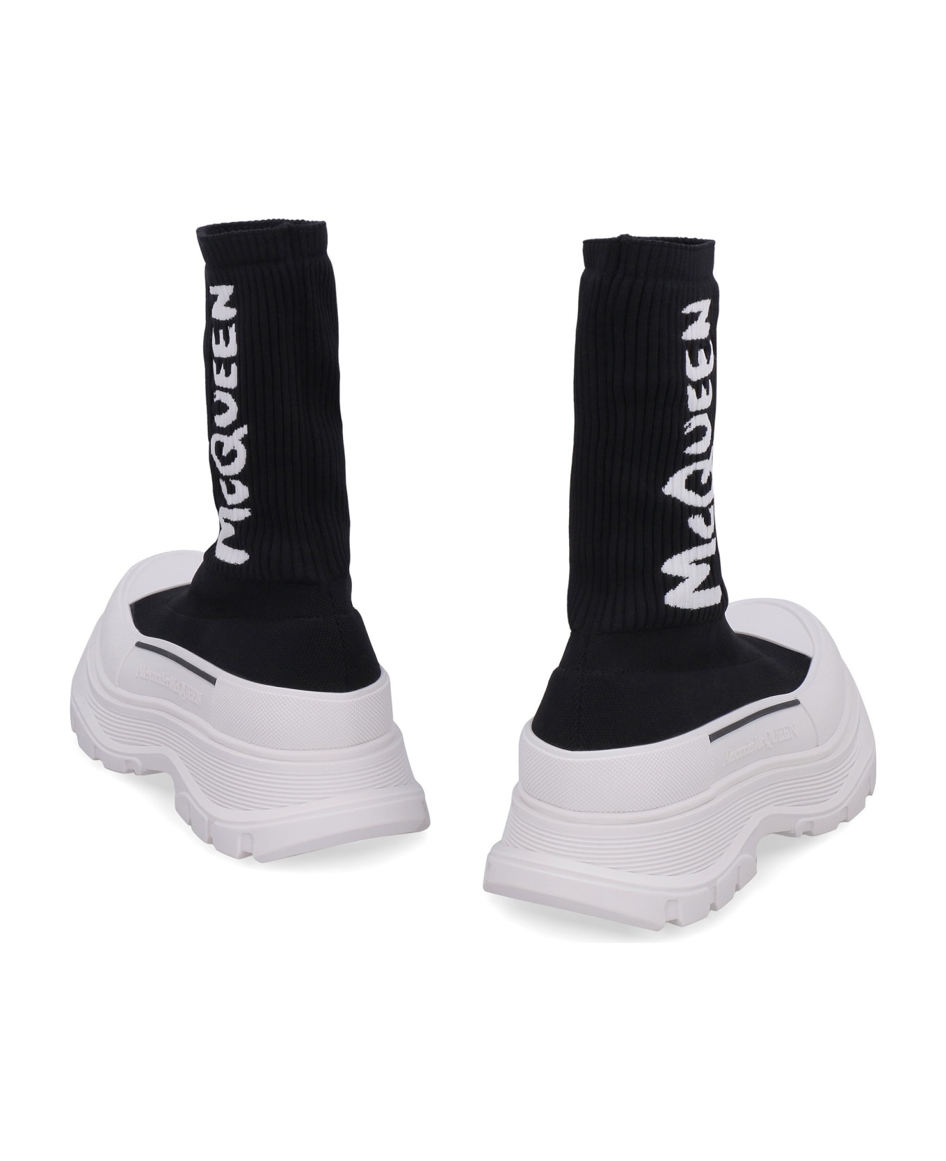 Alexander McQueen Tread Slick Knitted Boots - black ウェッジシューズ
