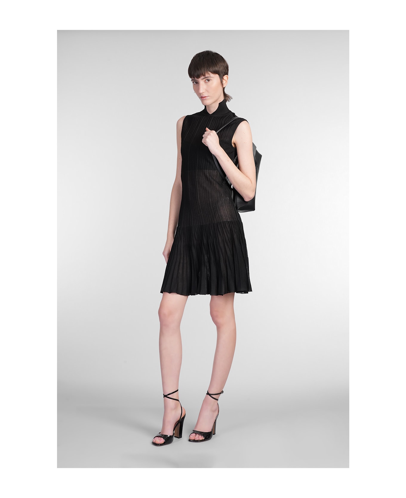 ANDREĀDAMO Mini Dress In Black Viscose - black