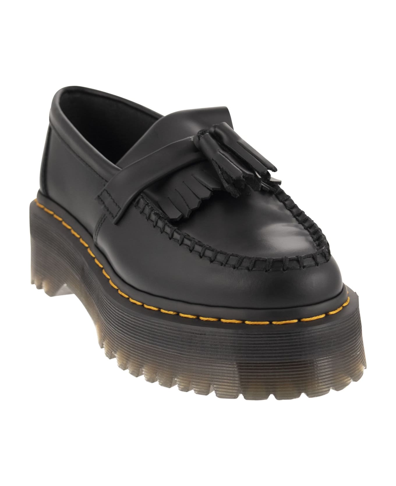 Dr. Martens Adrian Quad Leather Platform Tassle Loafers - Black
