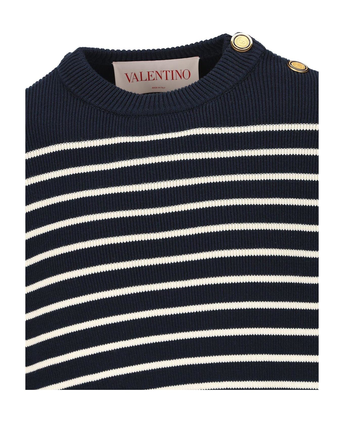 Valentino Striped Crewneck Jumper - White ニットウェア