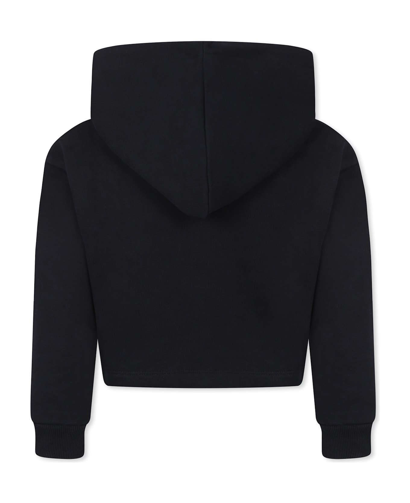 Little Marc Jacobs Black Crop Sweatshirt For Girl With Logo - Black