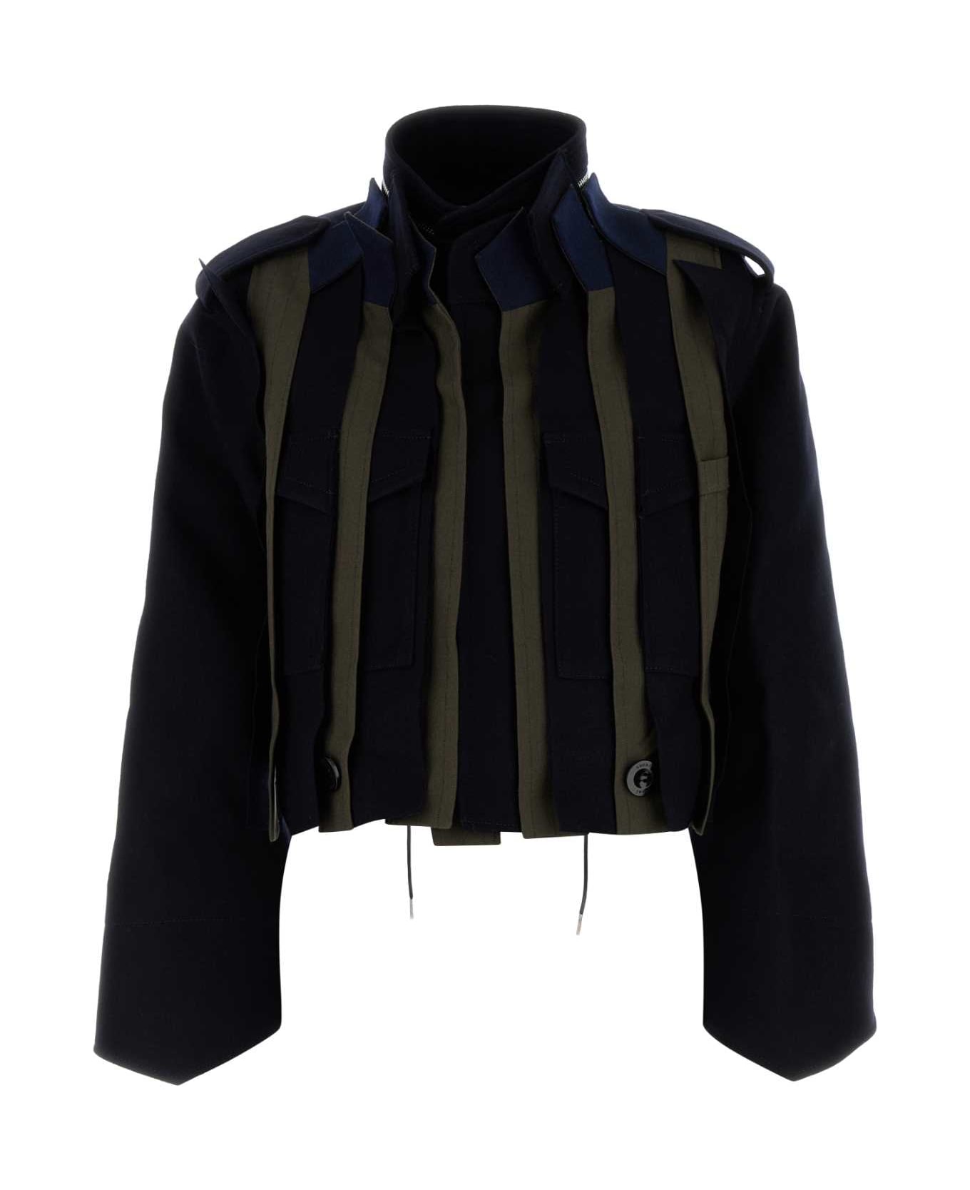 Sacai Two-tone Wool Bomber Jacket - KHAKIDNAVY