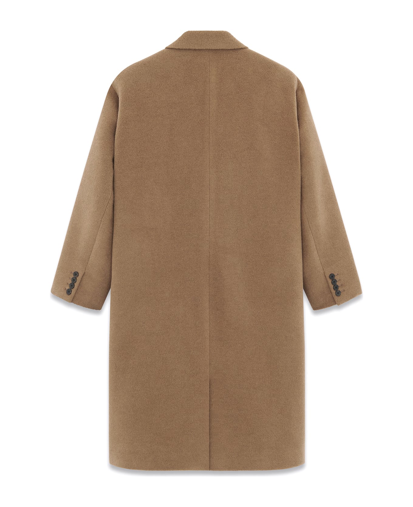 Saint Laurent Virgin Wool And Angora Single-breasted Coat - CAMEL