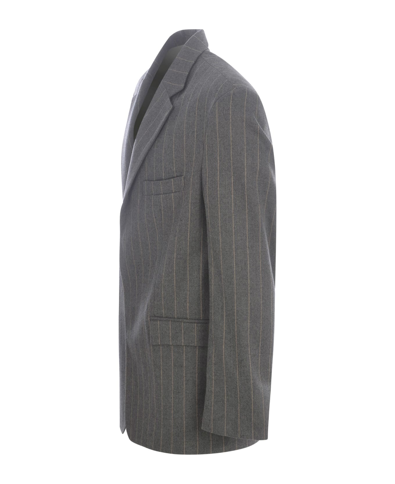 Family First Milano Single-breasted Jacket Family First In Wool Blend - Grigio