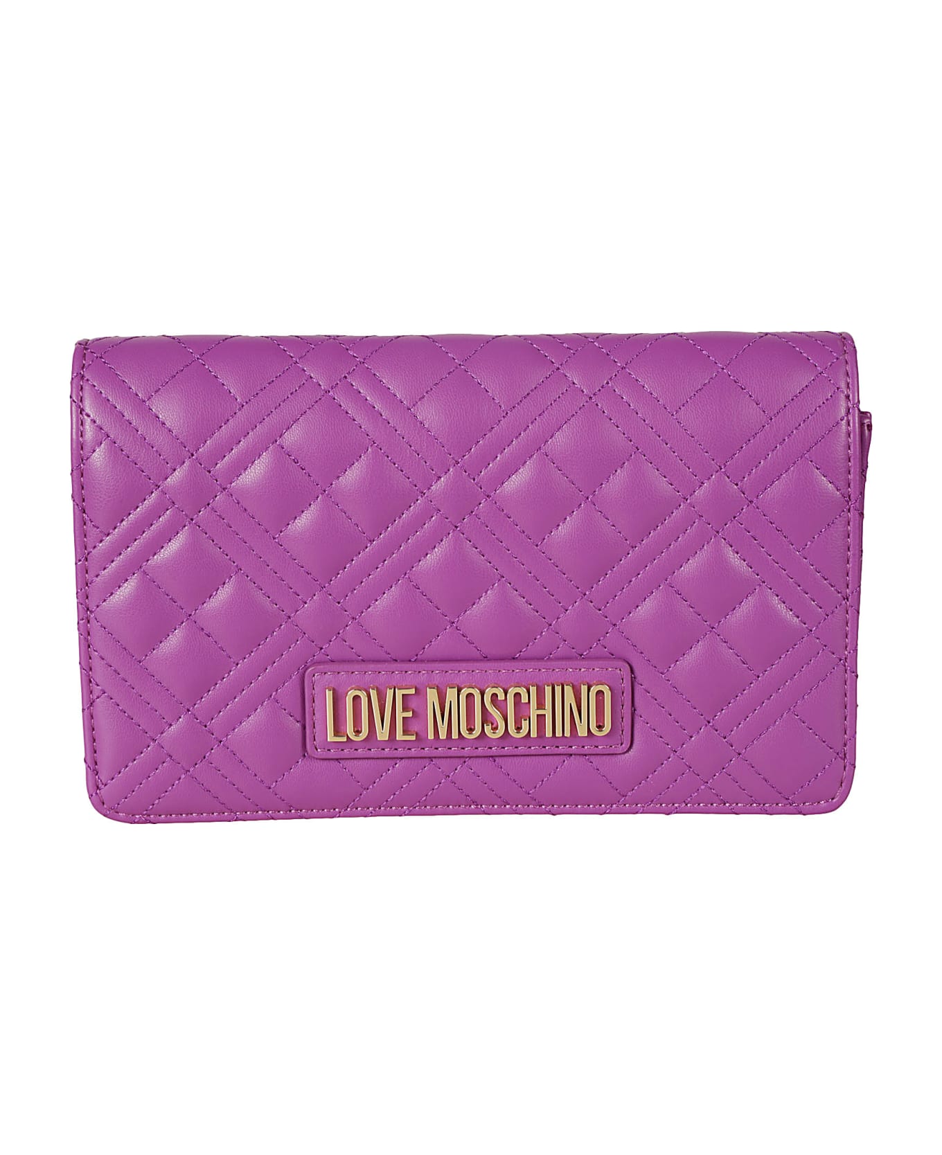 Love Moschino Logo Plaque Quilted Shoulder Bag - Purple クラッチバッグ