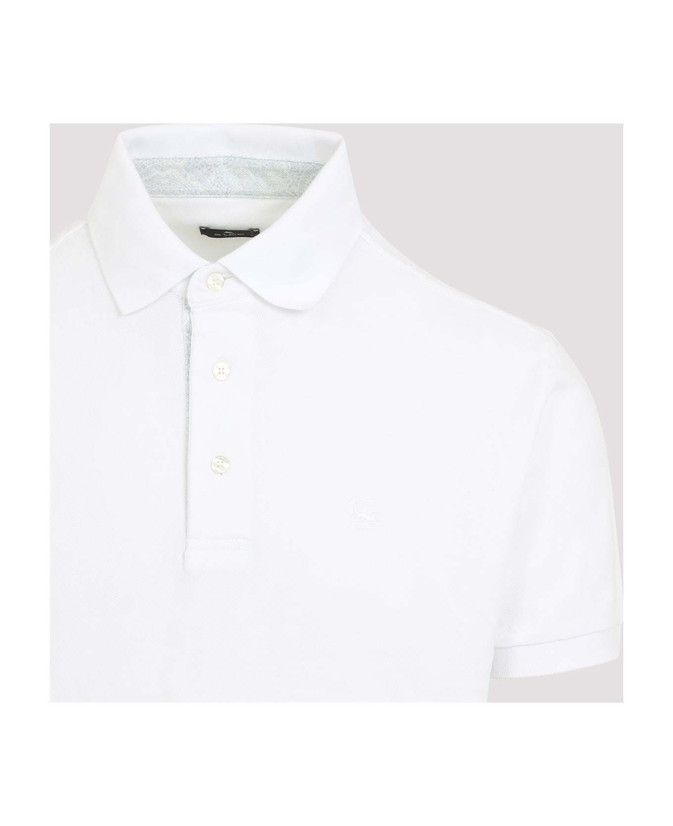 Etro Roma Printed Details Polo - White