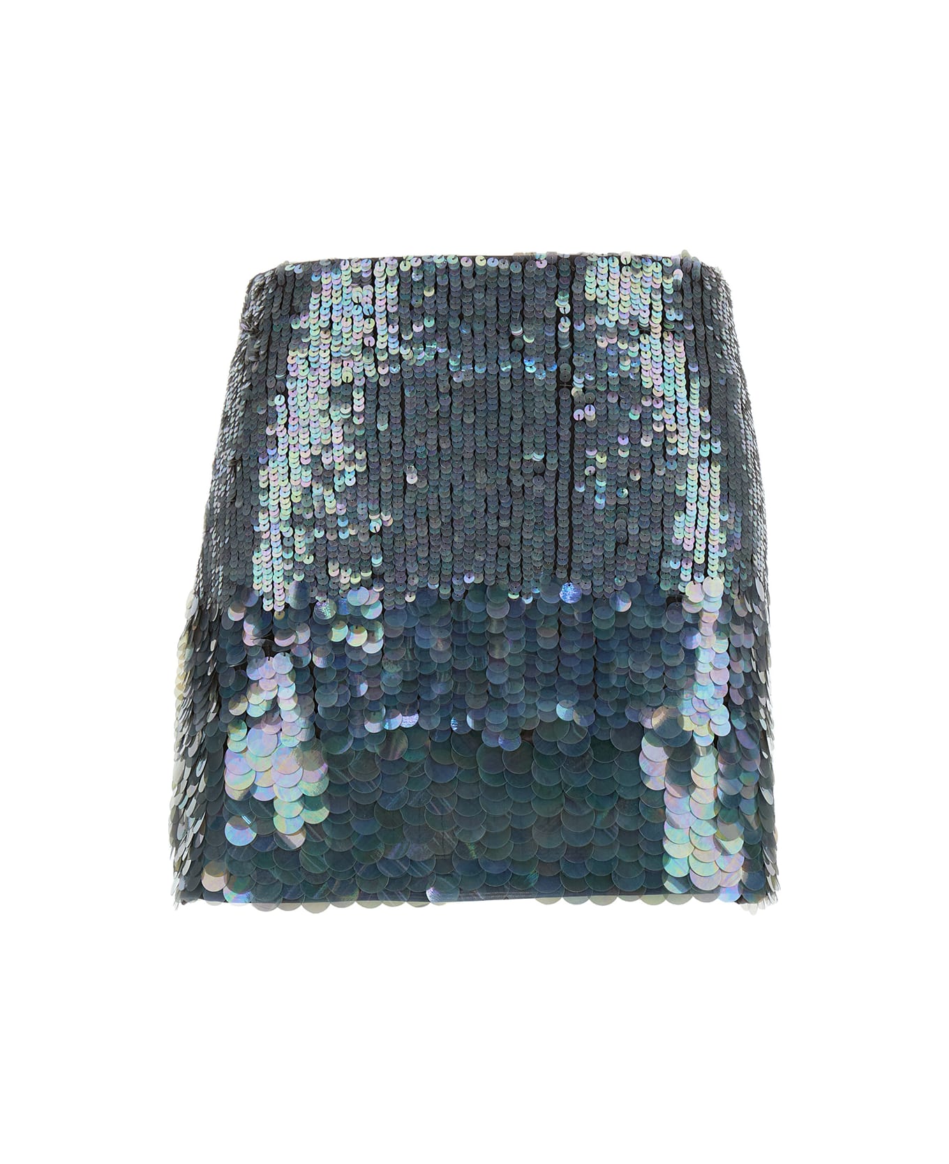 Parosh Grey Mini-skirt With All-over Sequins In Stretch Polyamide Woman - Metallic スカート
