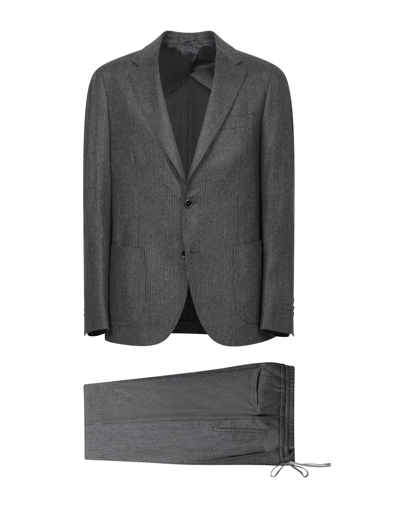 Lardini Gray Pinstripe Wool Suit - Grey