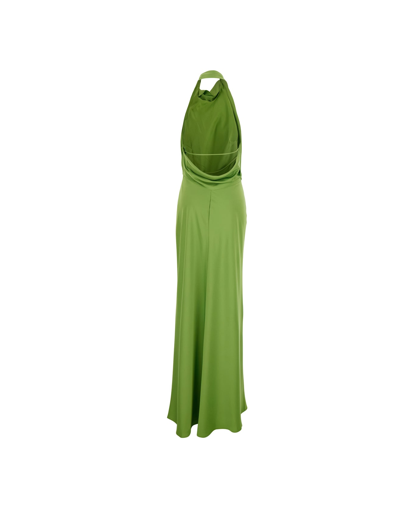 Simkhai 
reannon
 Green Long Dress With Halterneck And Front Ruches In Tech Fabric Woman - Green