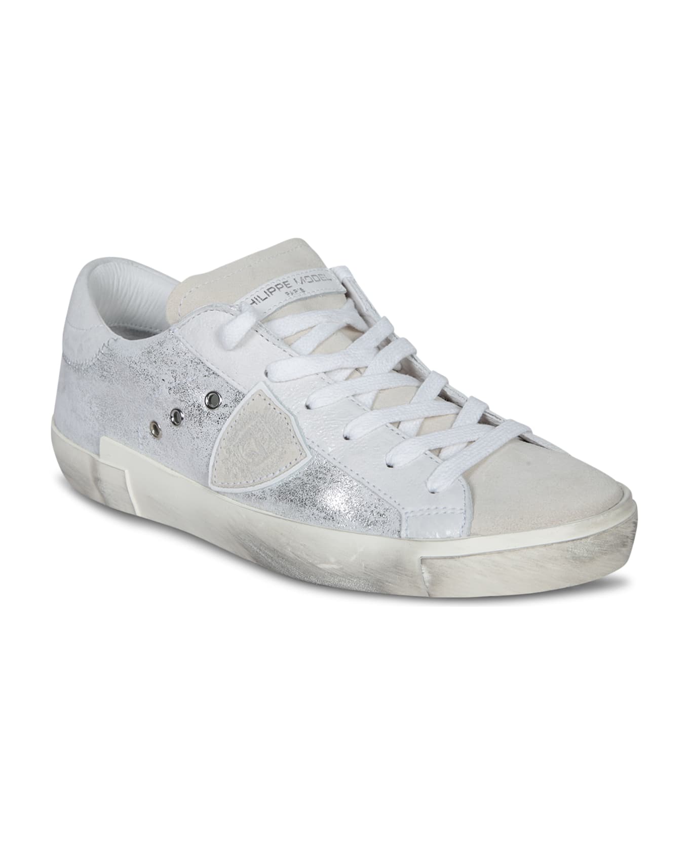 Philippe Model Prsx Low Sneakers In Silver - Metallic