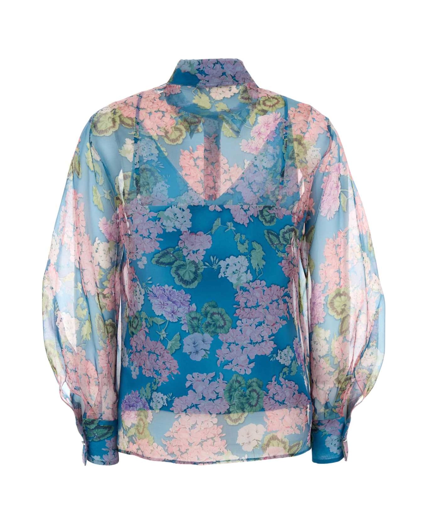 Max Mara Studio Printed Organza Barnaba Shirt - FDO TURCHESE