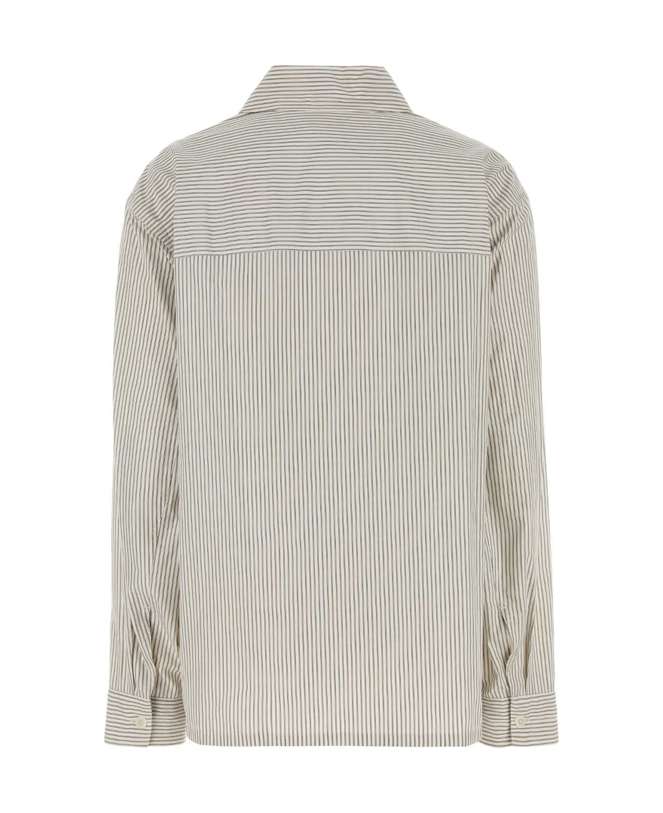 Lemaire Embroidered Poplin Shirt - CREAMYWHITETAUPEBLACK