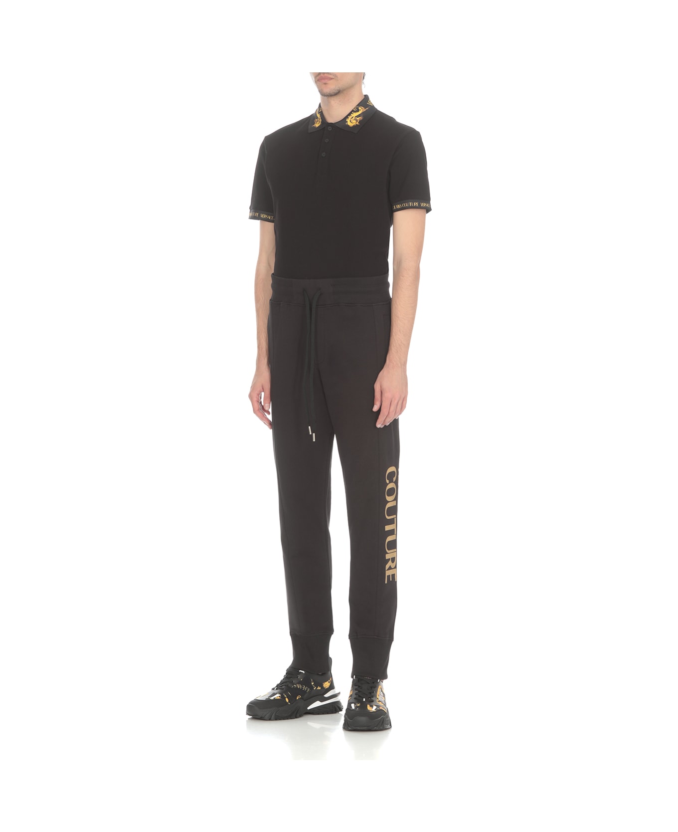 Versace Jeans Couture Logo Printed Drawstring Track Pants - Black