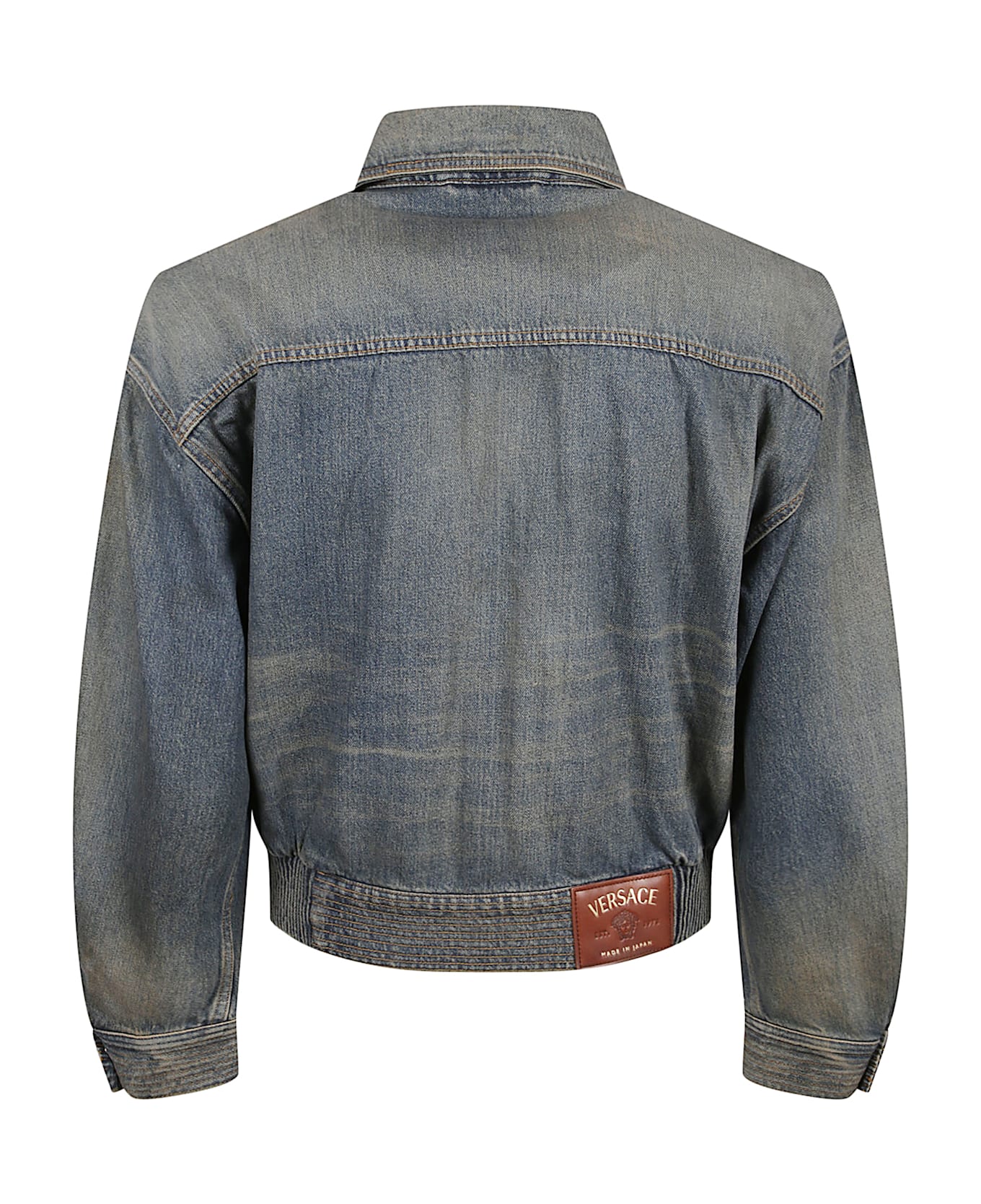 Versace Cotton Denim Bomber Jacket - Medium blue