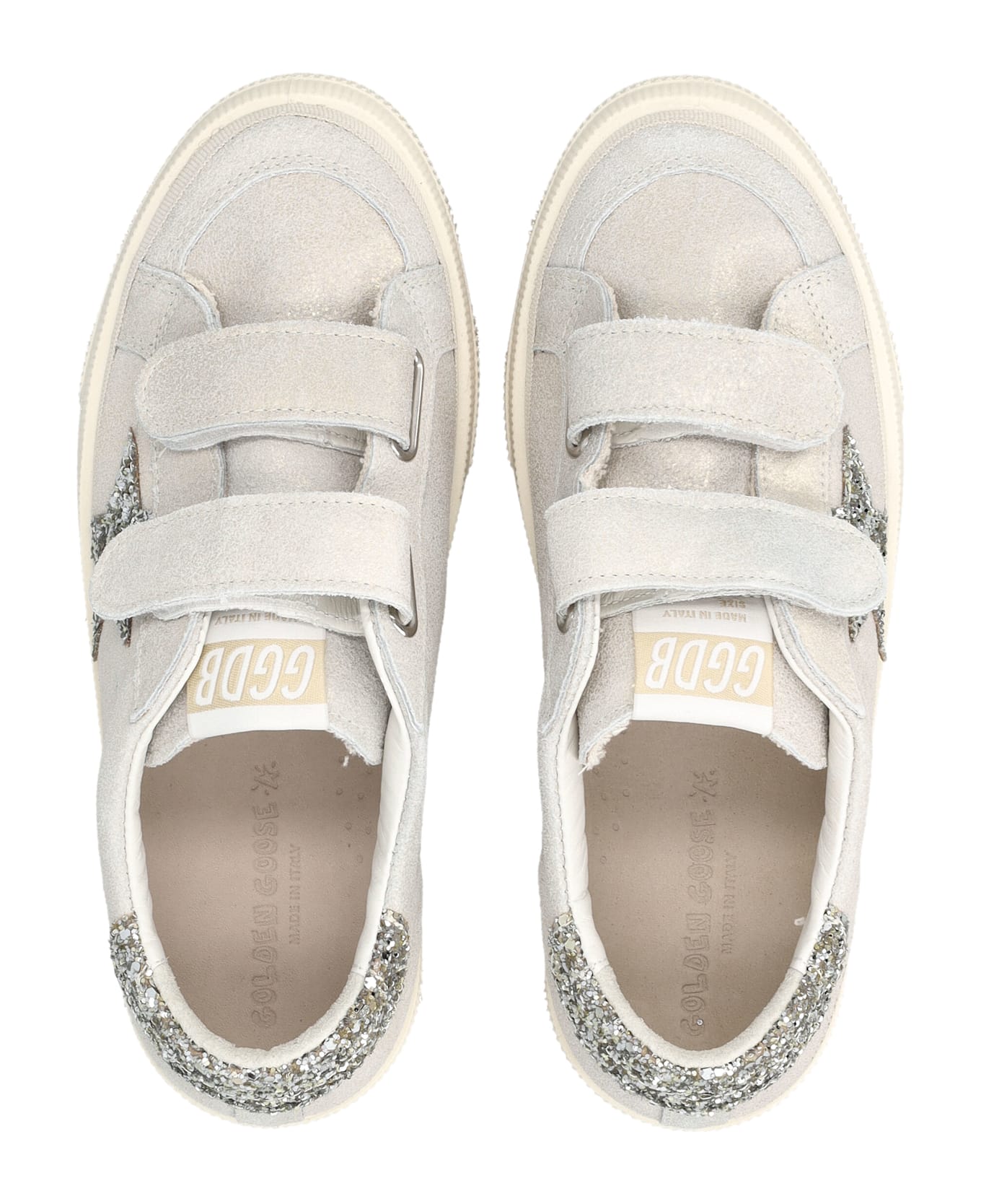 Golden Goose Kids May School Glitter Sneaker - PLATINUM