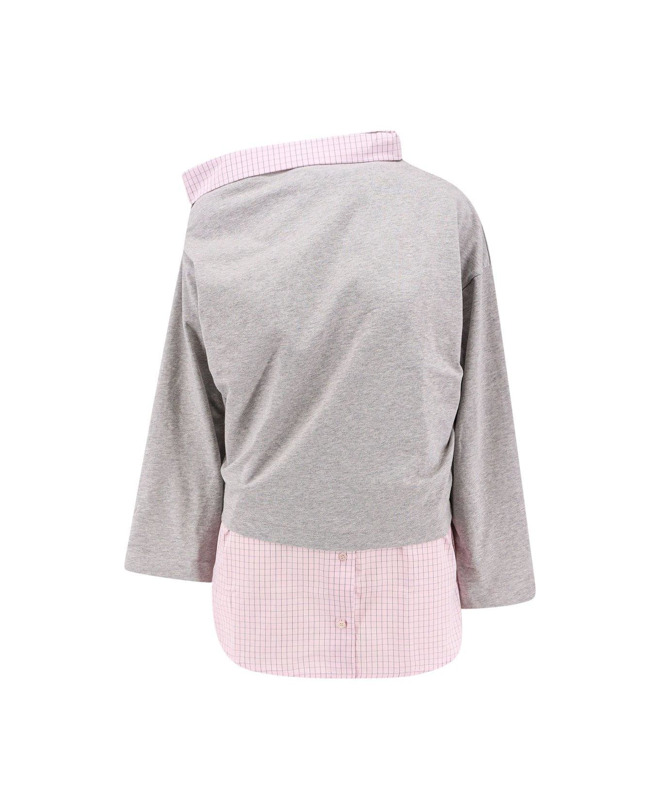 Dries Van Noten Layered Asymmetric Neck Top - GREY