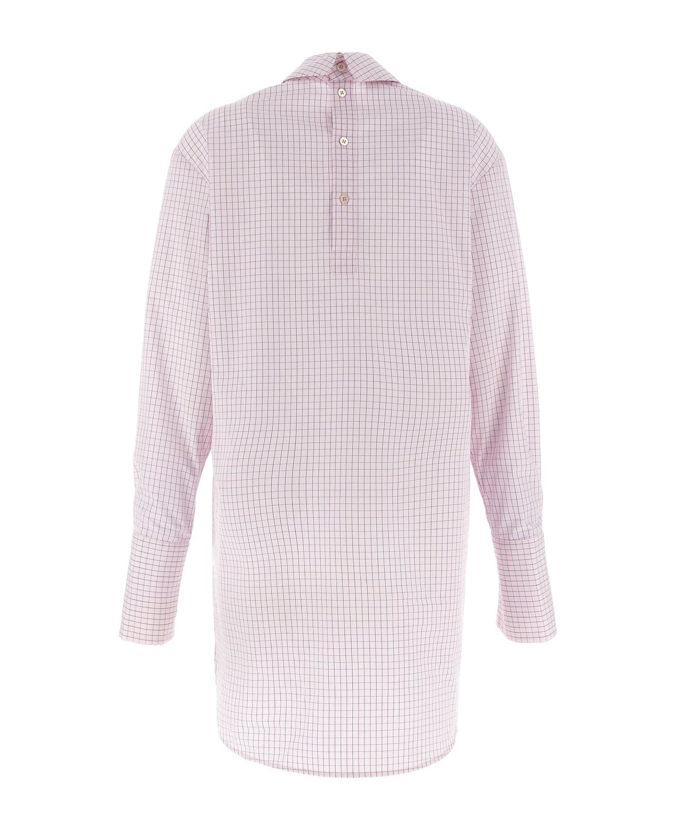 Dries Van Noten Grid Mock-neck Long-sleeve Shirt - PINK